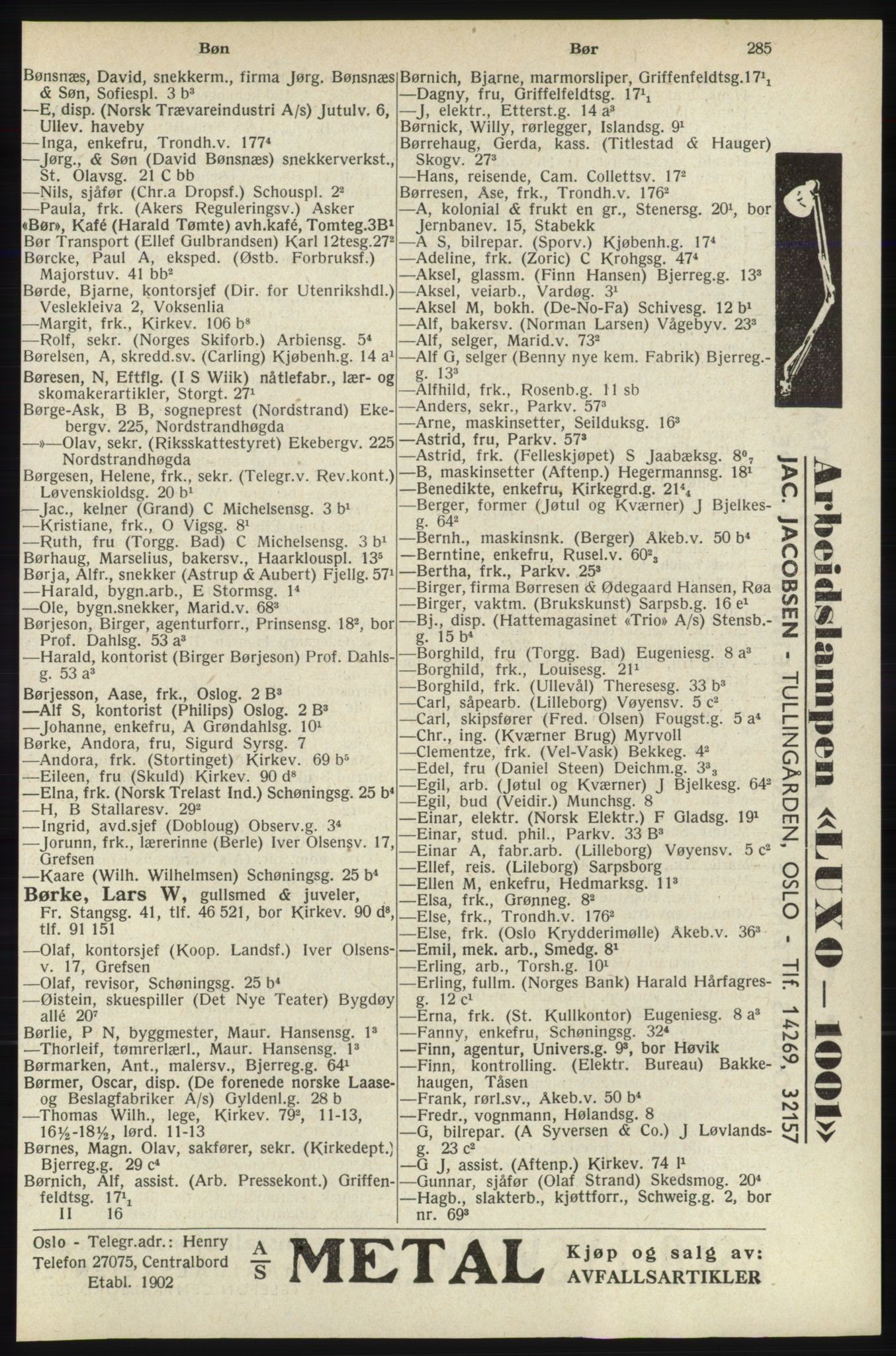 Kristiania/Oslo adressebok, PUBL/-, 1940, p. 303