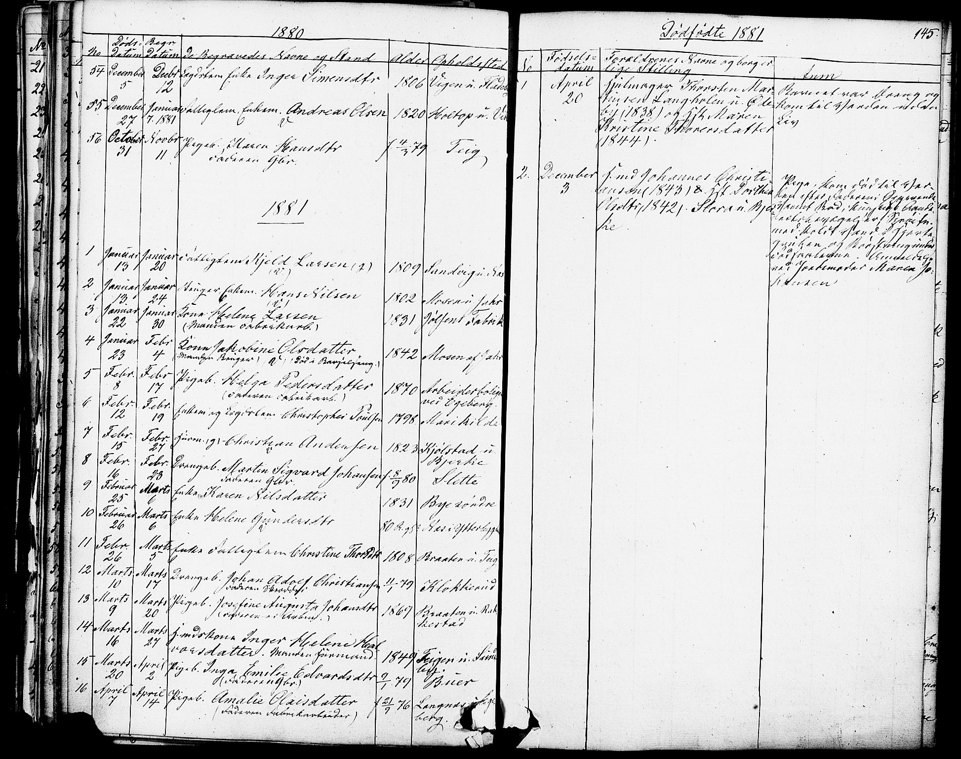 Enebakk prestekontor Kirkebøker, AV/SAO-A-10171c/F/Fa/L0013: Parish register (official) no. I 13, 1832-1882, p. 145