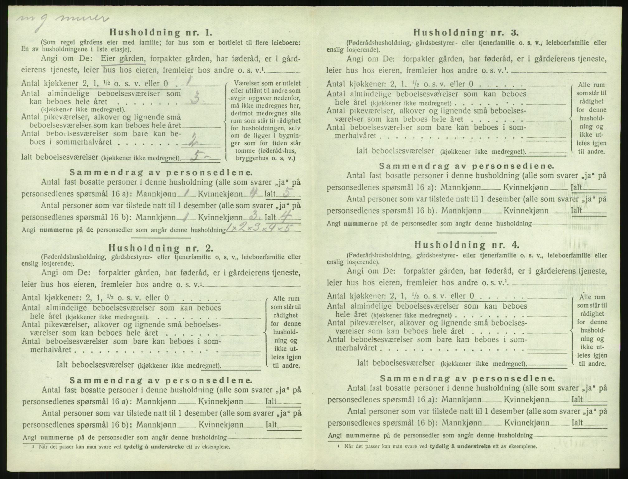 SAK, 1920 census for Fjære, 1920, p. 1078