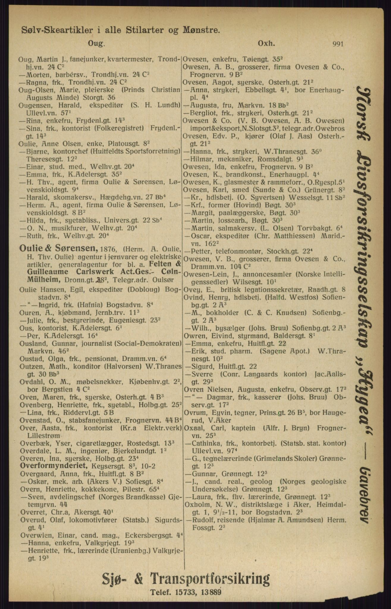Kristiania/Oslo adressebok, PUBL/-, 1916, p. 991