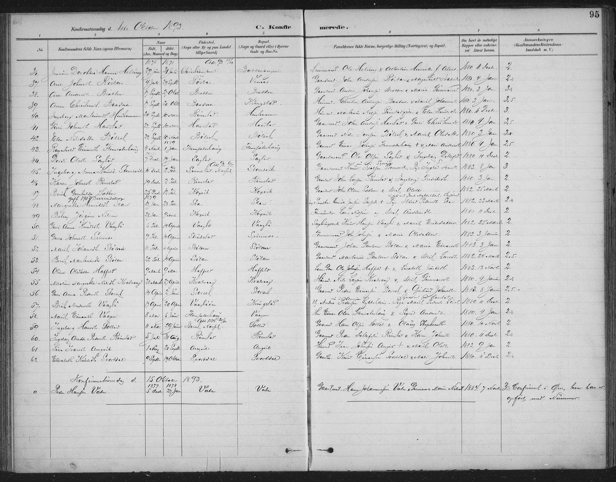 Ministerialprotokoller, klokkerbøker og fødselsregistre - Møre og Romsdal, AV/SAT-A-1454/586/L0988: Parish register (official) no. 586A14, 1893-1905, p. 95