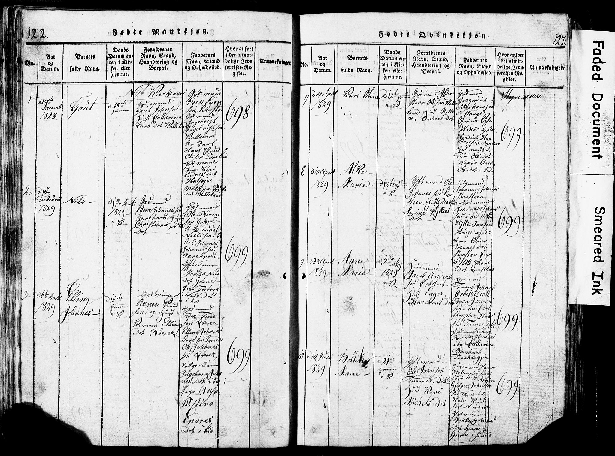 Torvastad sokneprestkontor, AV/SAST-A -101857/H/Ha/Hab/L0002: Parish register (copy) no. B 2, 1817-1834, p. 122-123