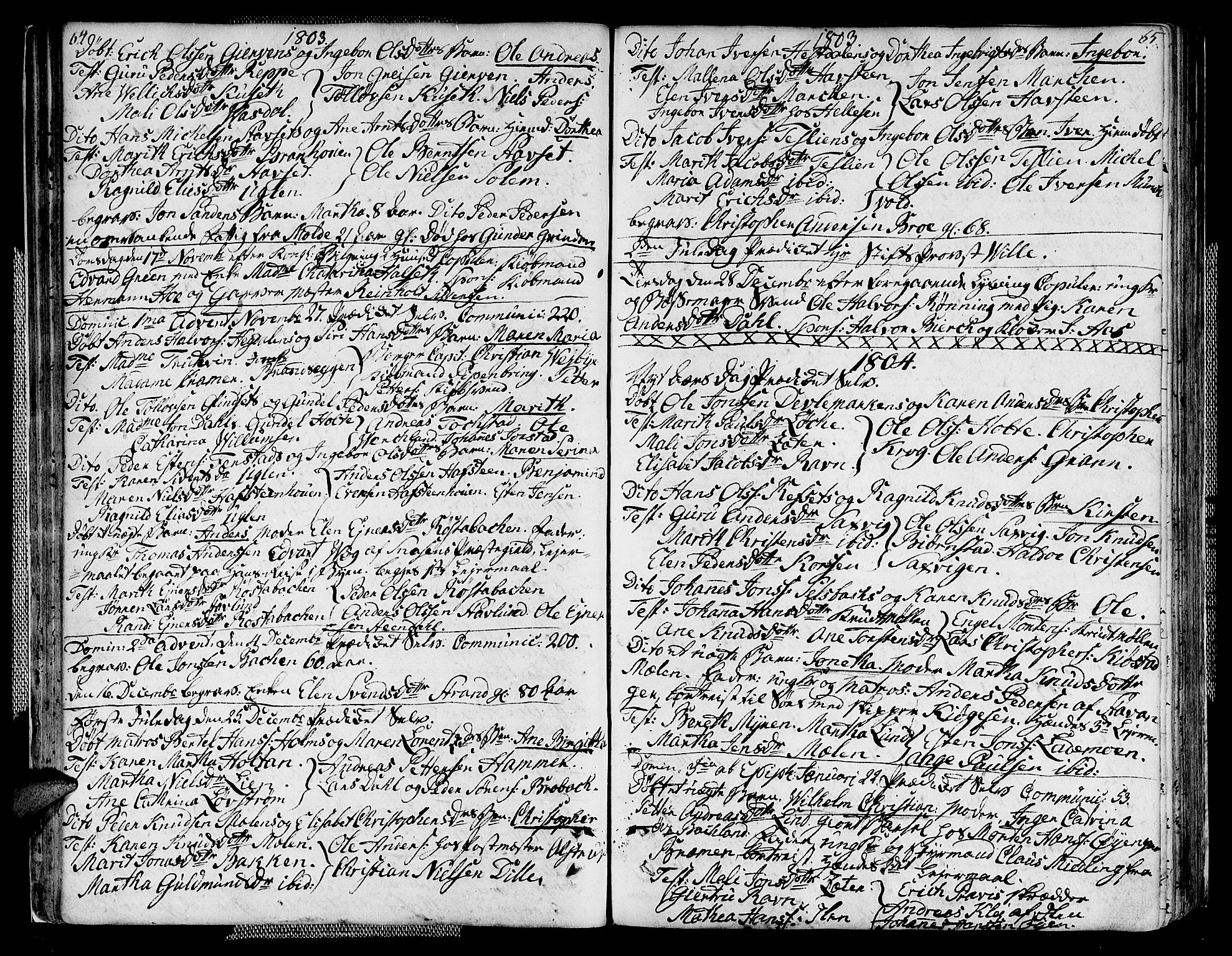 Ministerialprotokoller, klokkerbøker og fødselsregistre - Sør-Trøndelag, SAT/A-1456/604/L0181: Parish register (official) no. 604A02, 1798-1817, p. 64-65
