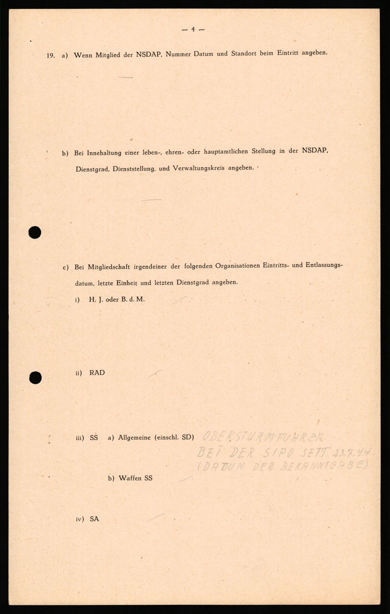 Forsvaret, Forsvarets overkommando II, AV/RA-RAFA-3915/D/Db/L0034: CI Questionaires. Tyske okkupasjonsstyrker i Norge. Tyskere., 1945-1946, p. 101