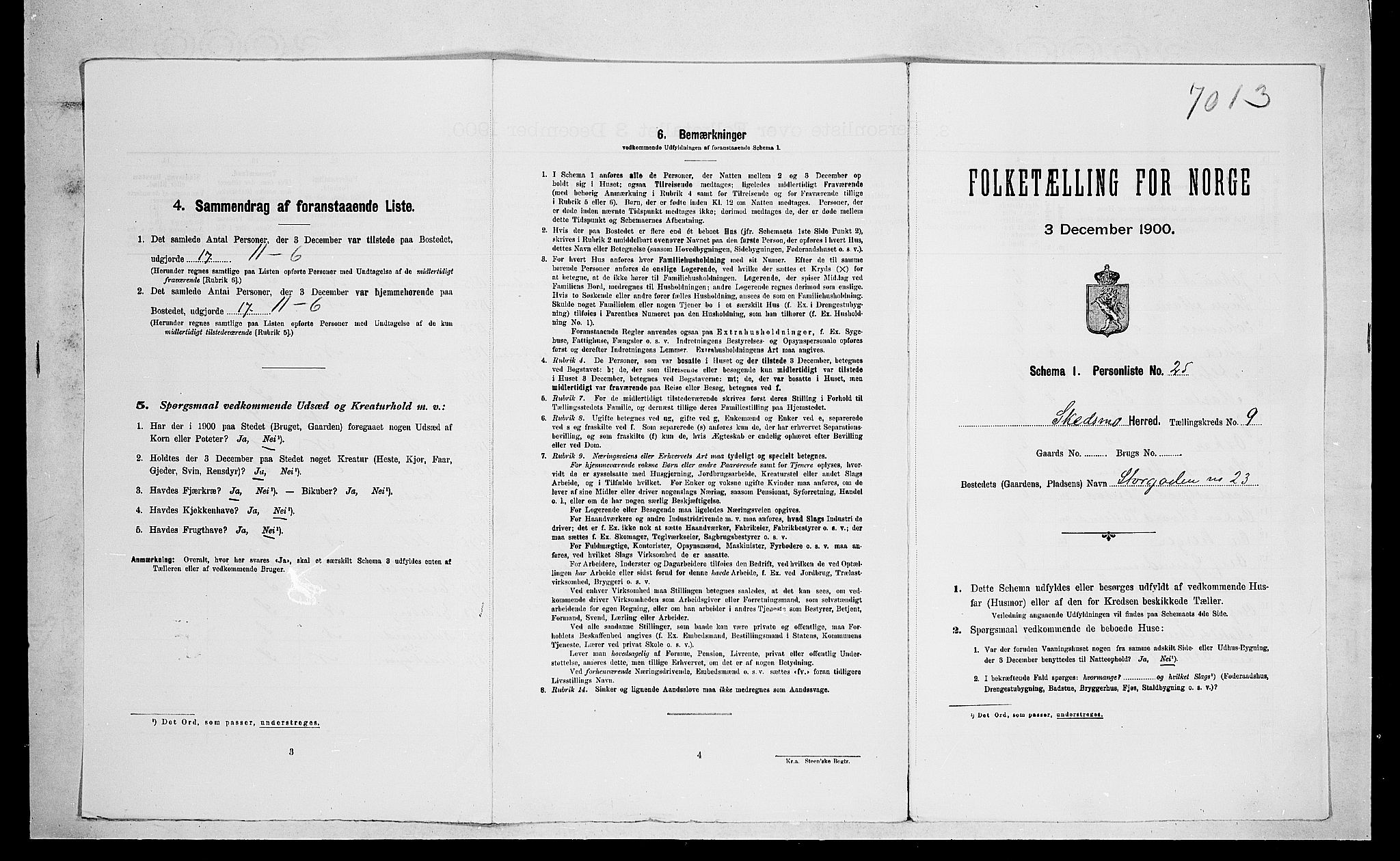 SAO, 1900 census for Skedsmo, 1900