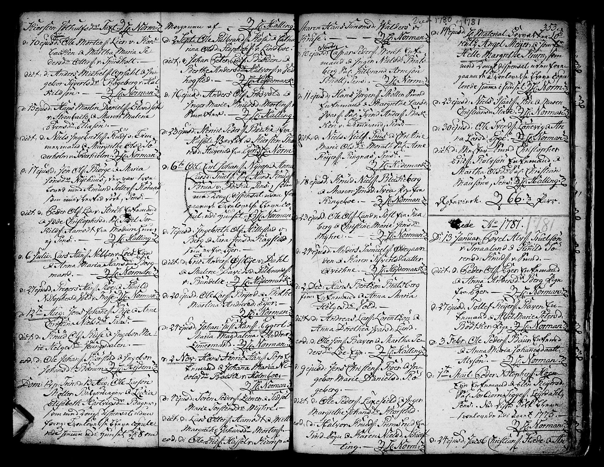 Kongsberg kirkebøker, SAKO/A-22/F/Fa/L0005: Parish register (official) no. I 5, 1769-1782, p. 353