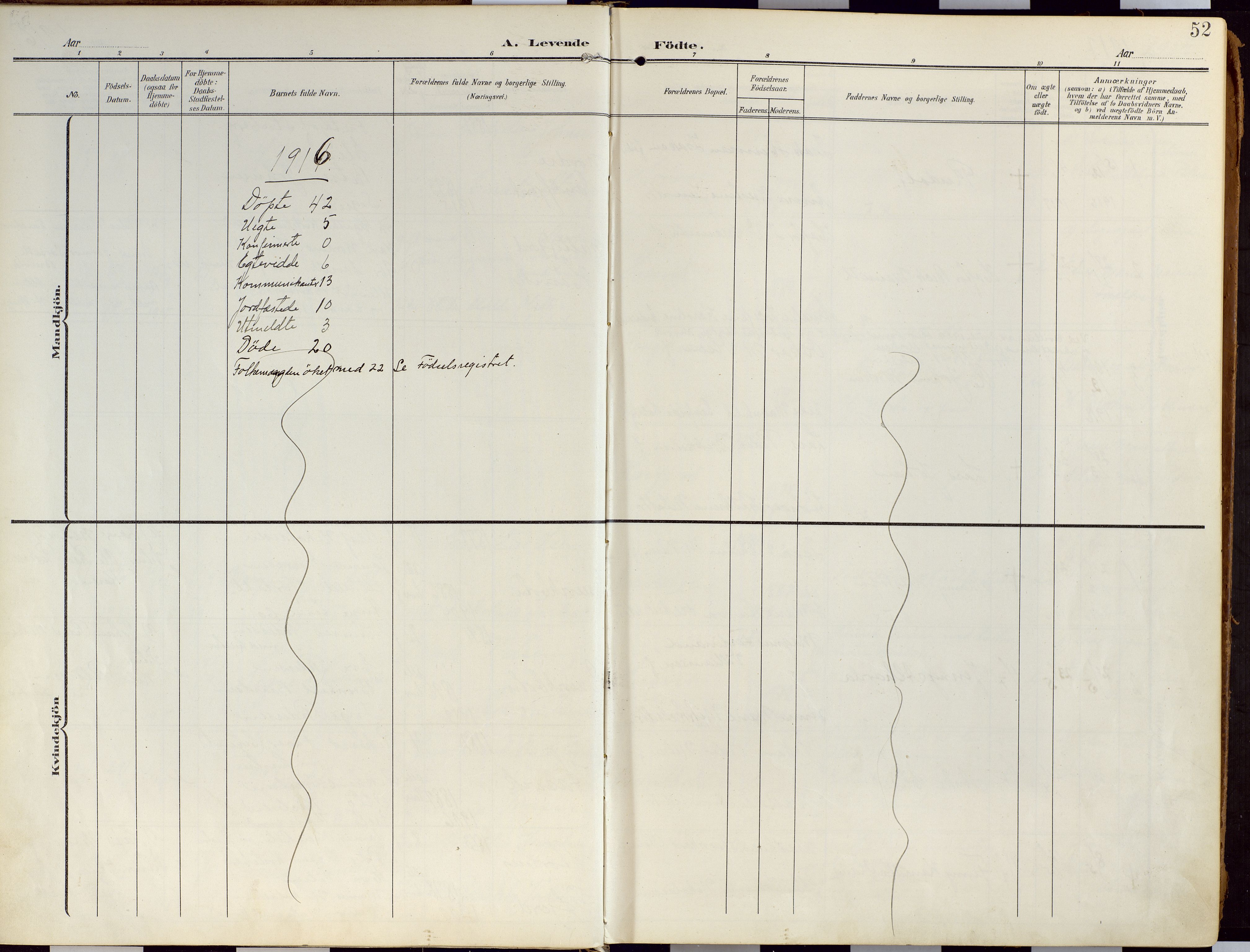 Loppa sokneprestkontor, AV/SATØ-S-1339/H/Ha/L0010kirke: Parish register (official) no. 10, 1907-1922, p. 52