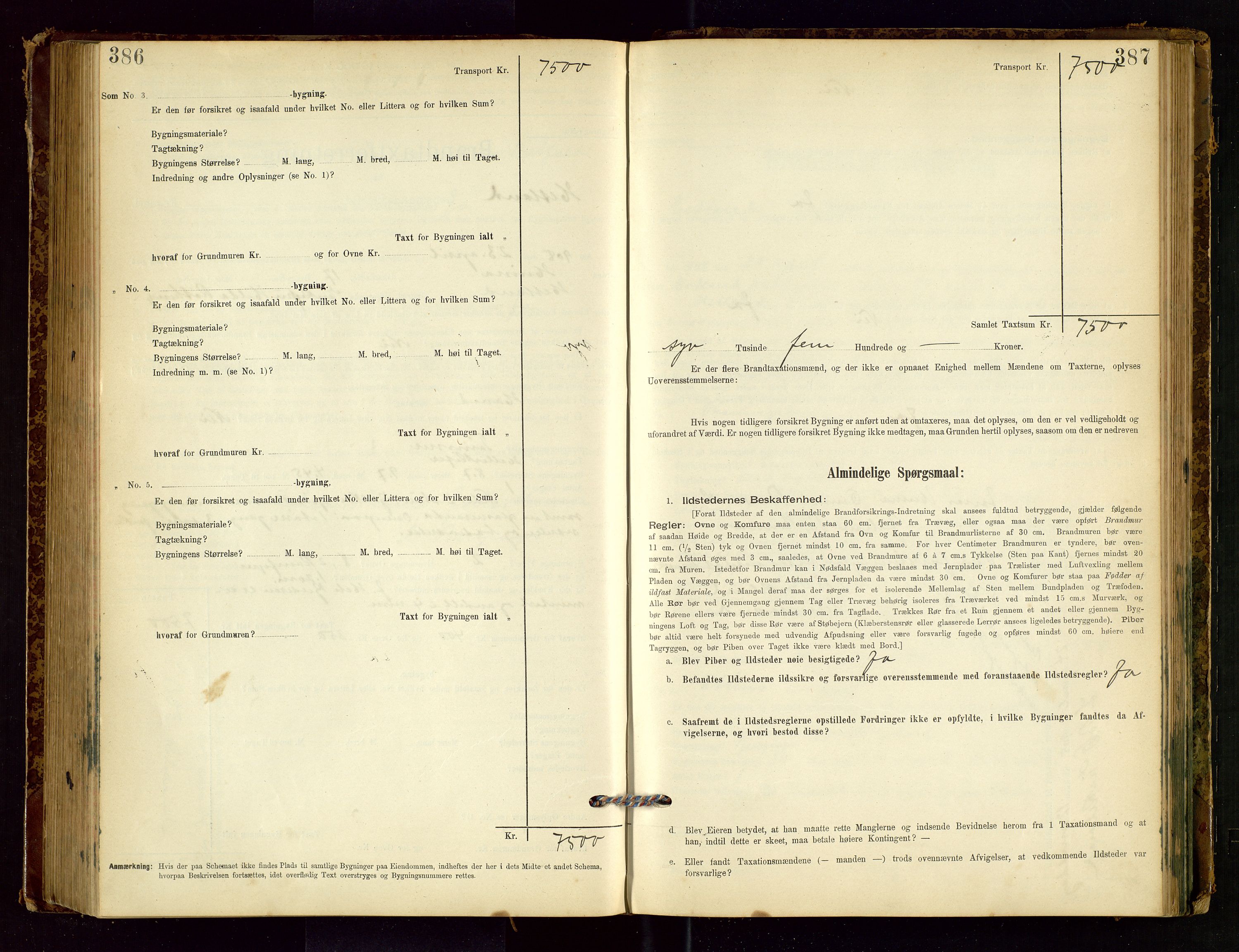 Hetland lensmannskontor, SAST/A-100101/Gob/L0001: "Brandtaxationsprotokol", 1895-1918, p. 386-387