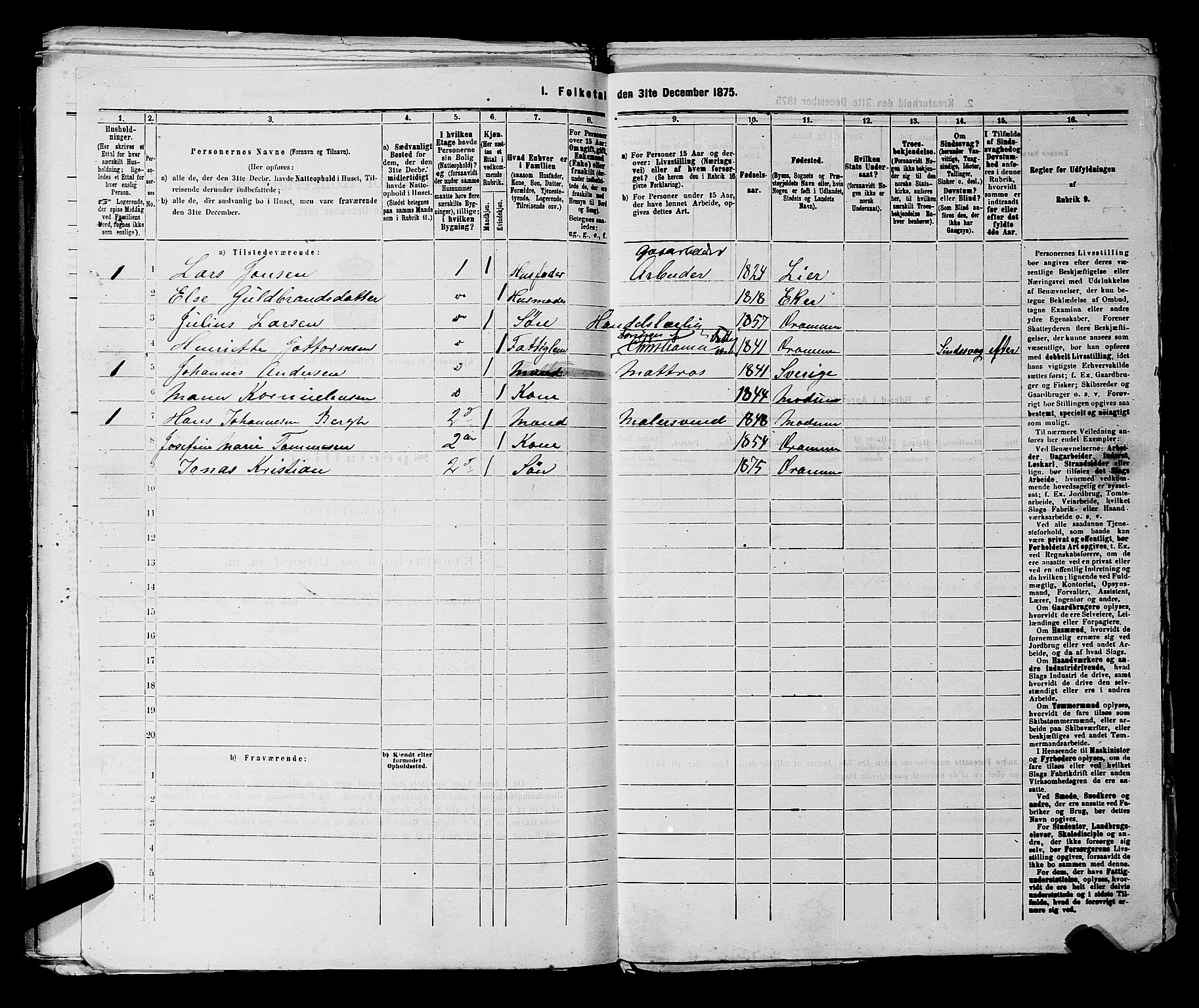 SAKO, 1875 census for 0602 Drammen, 1875, p. 663