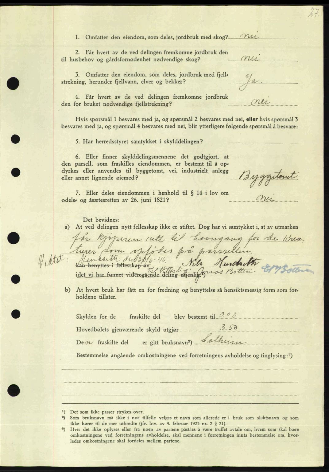 Nordmøre sorenskriveri, AV/SAT-A-4132/1/2/2Ca: Mortgage book no. A103, 1946-1947, Diary no: : 2161/1946