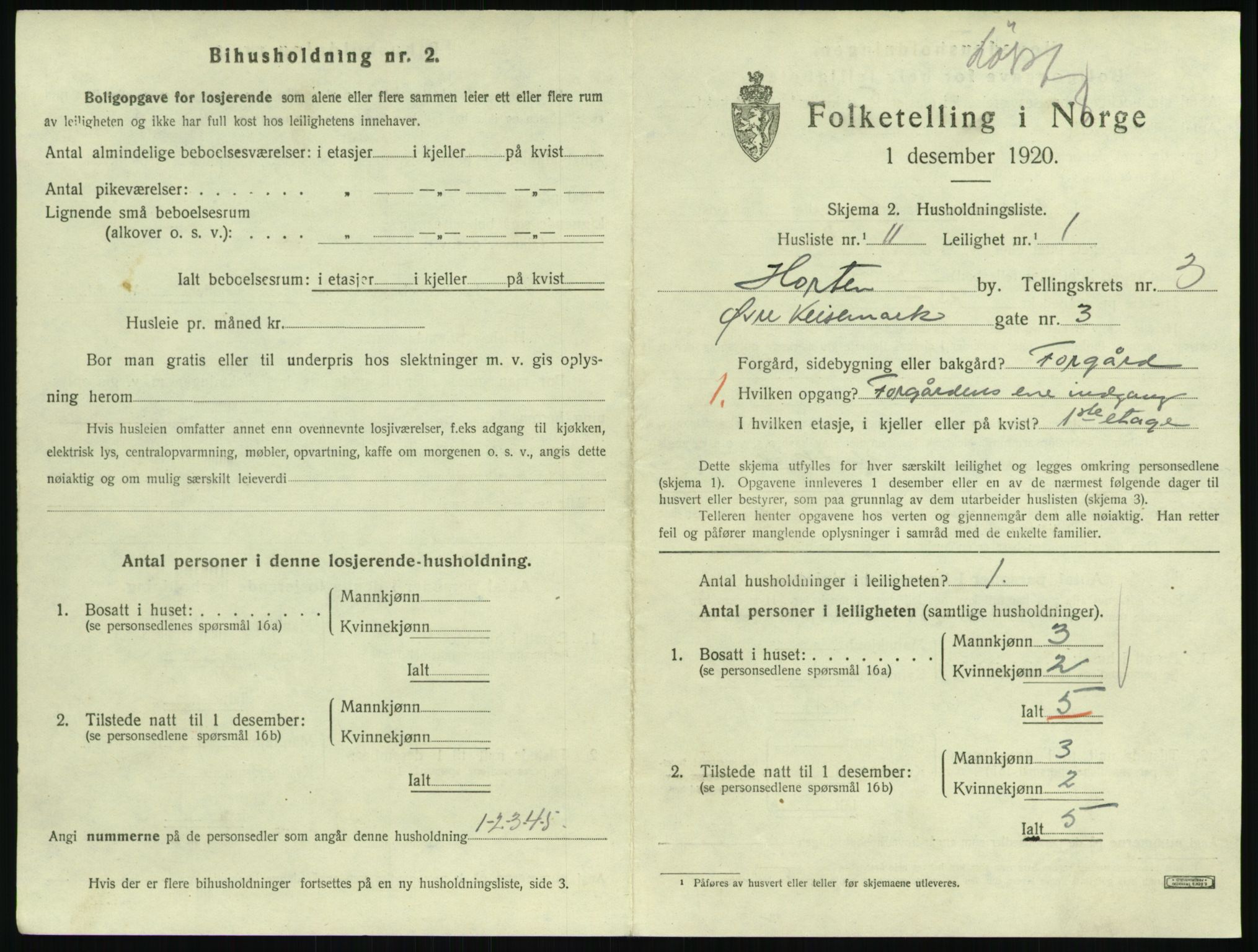 SAKO, 1920 census for Horten, 1920, p. 4167