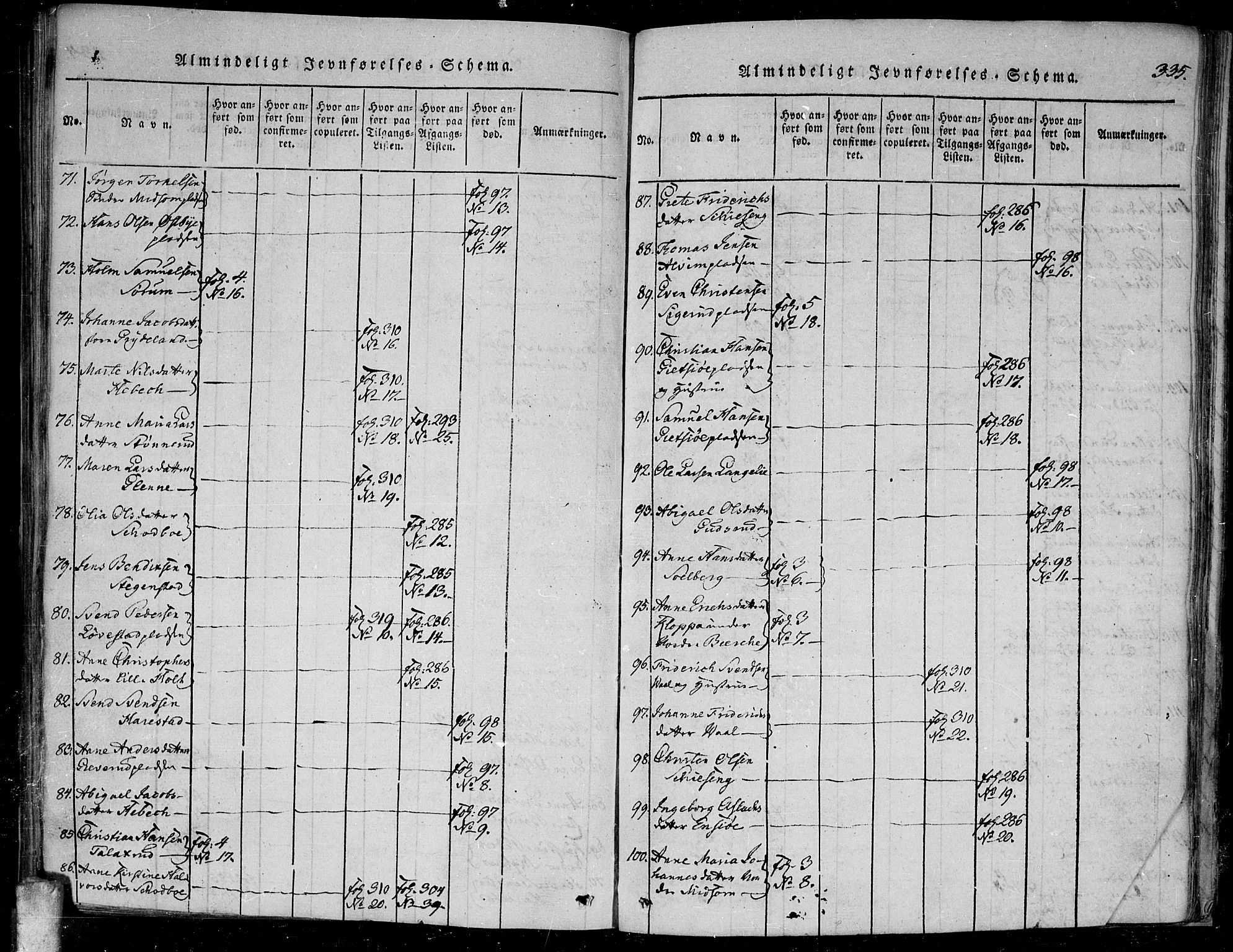 Kråkstad prestekontor Kirkebøker, AV/SAO-A-10125a/F/Fa/L0003: Parish register (official) no. I 3, 1813-1824, p. 335