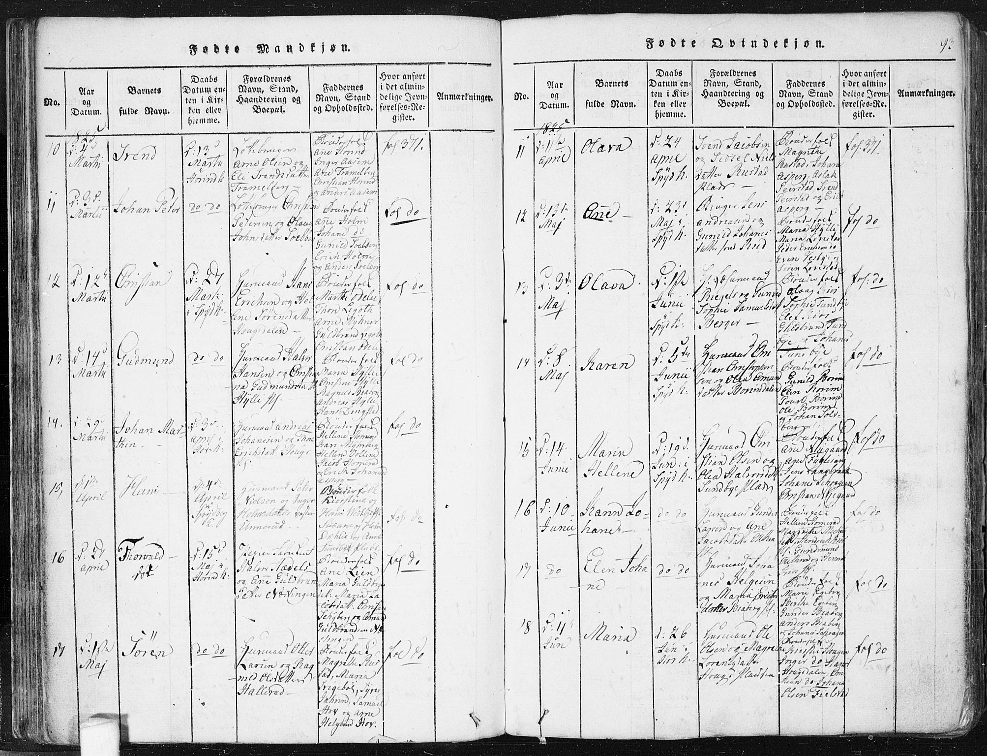 Spydeberg prestekontor Kirkebøker, SAO/A-10924/F/Fa/L0004: Parish register (official) no. I 4, 1814-1841, p. 93
