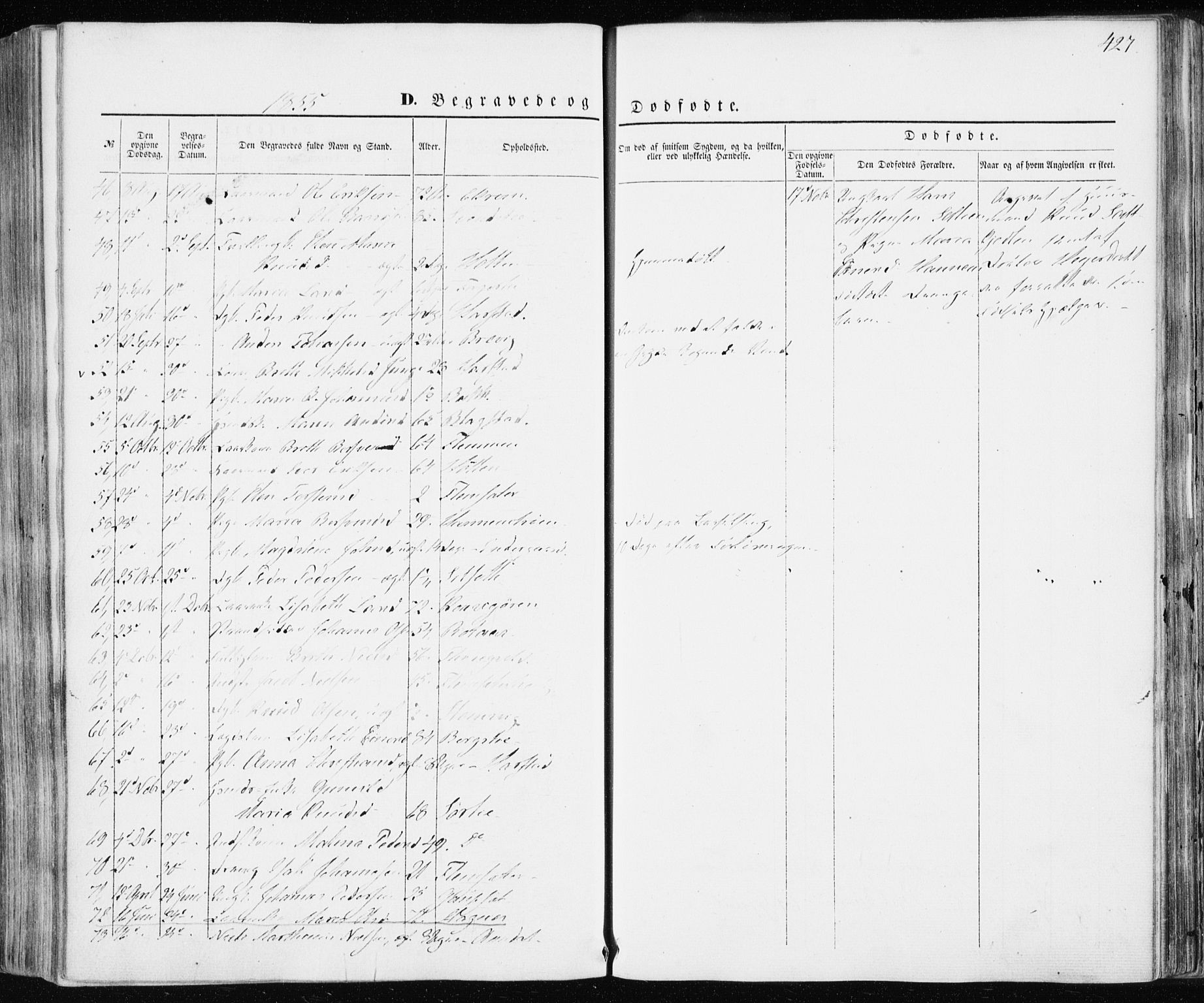 Ministerialprotokoller, klokkerbøker og fødselsregistre - Møre og Romsdal, SAT/A-1454/586/L0984: Parish register (official) no. 586A10, 1844-1856, p. 427