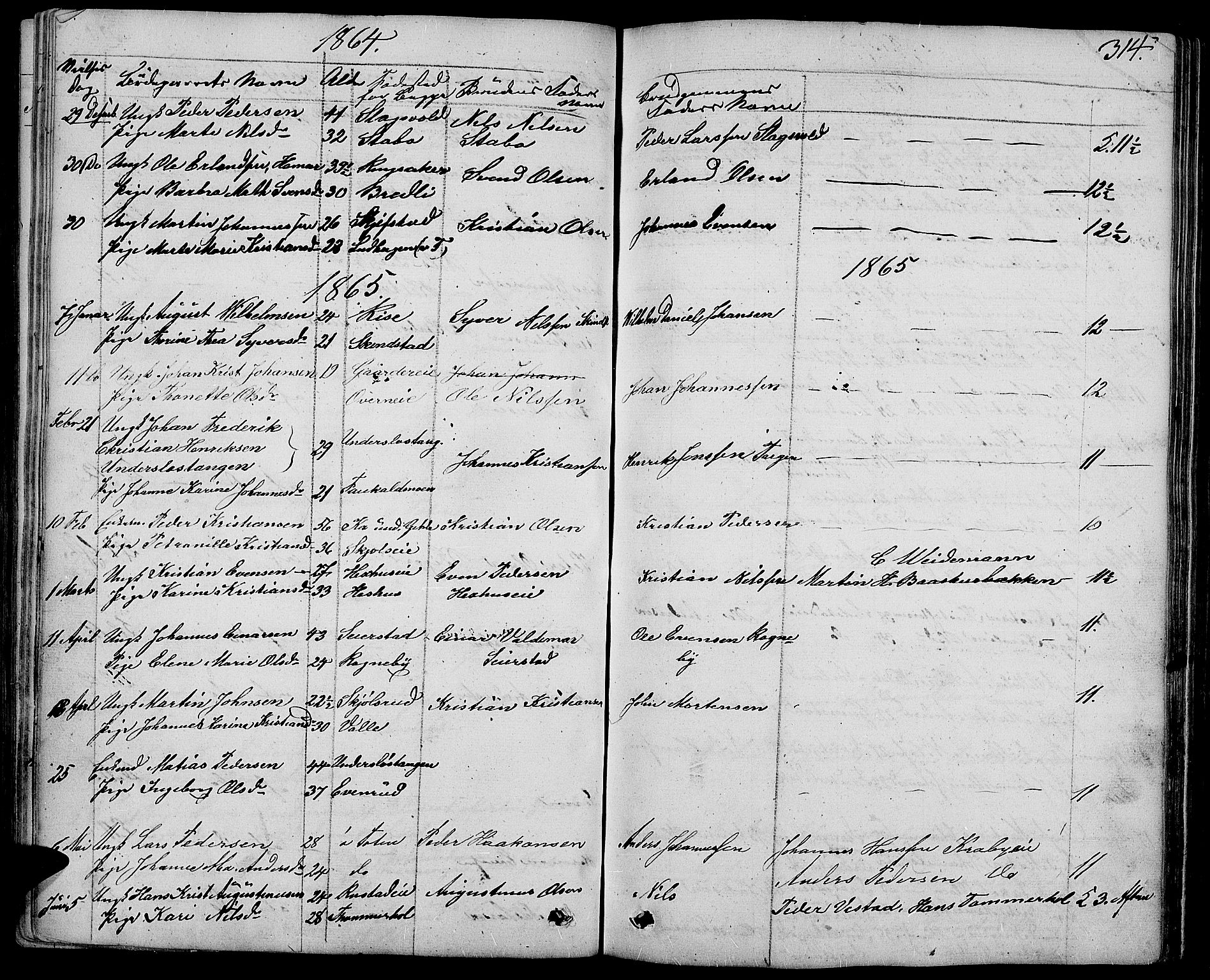 Østre Toten prestekontor, SAH/PREST-104/H/Ha/Hab/L0004: Parish register (copy) no. 4, 1858-1886, p. 314
