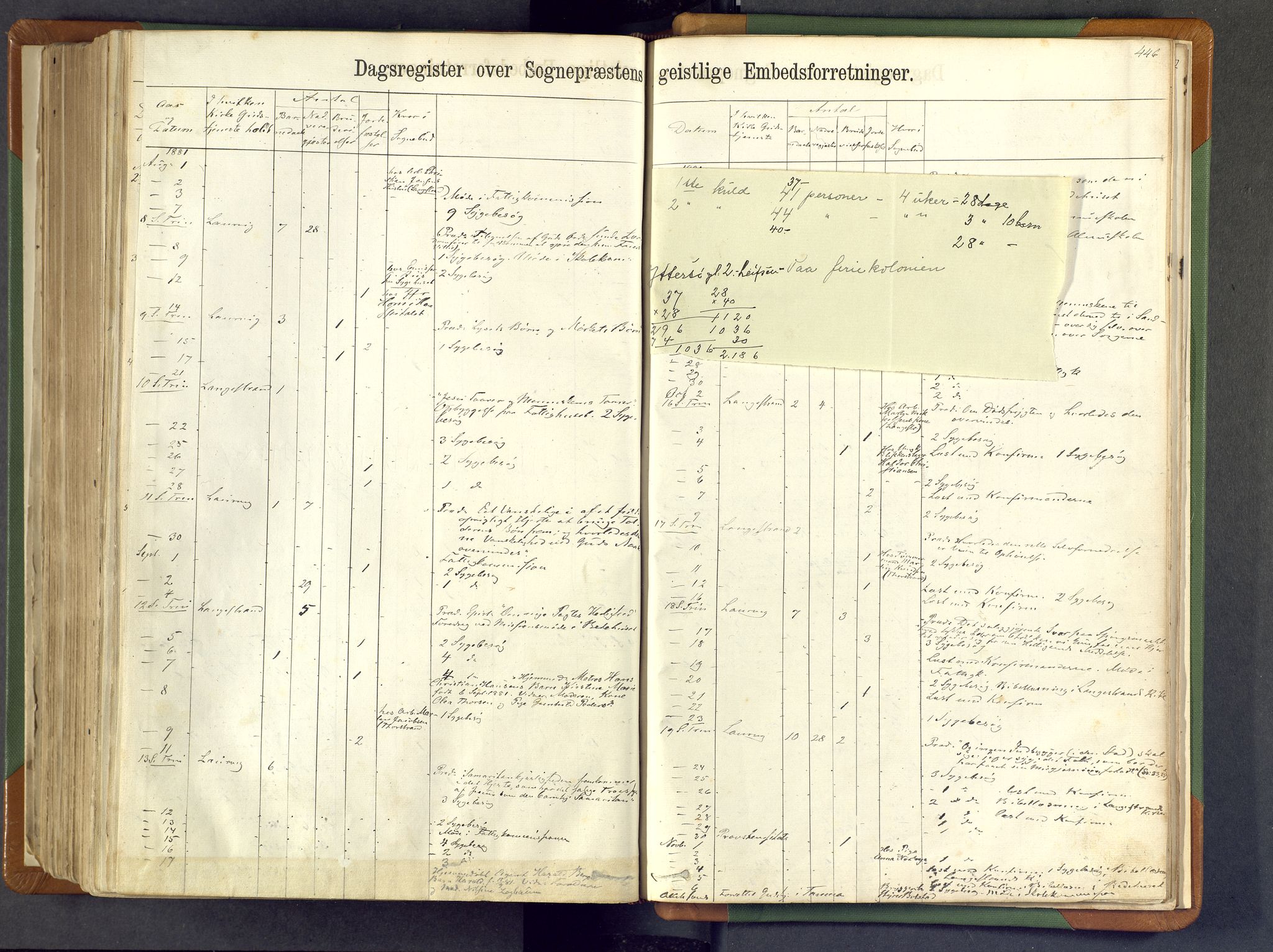 Larvik kirkebøker, AV/SAKO-A-352/F/Fa/L0007: Parish register (official) no. I 7, 1871-1883, p. 446