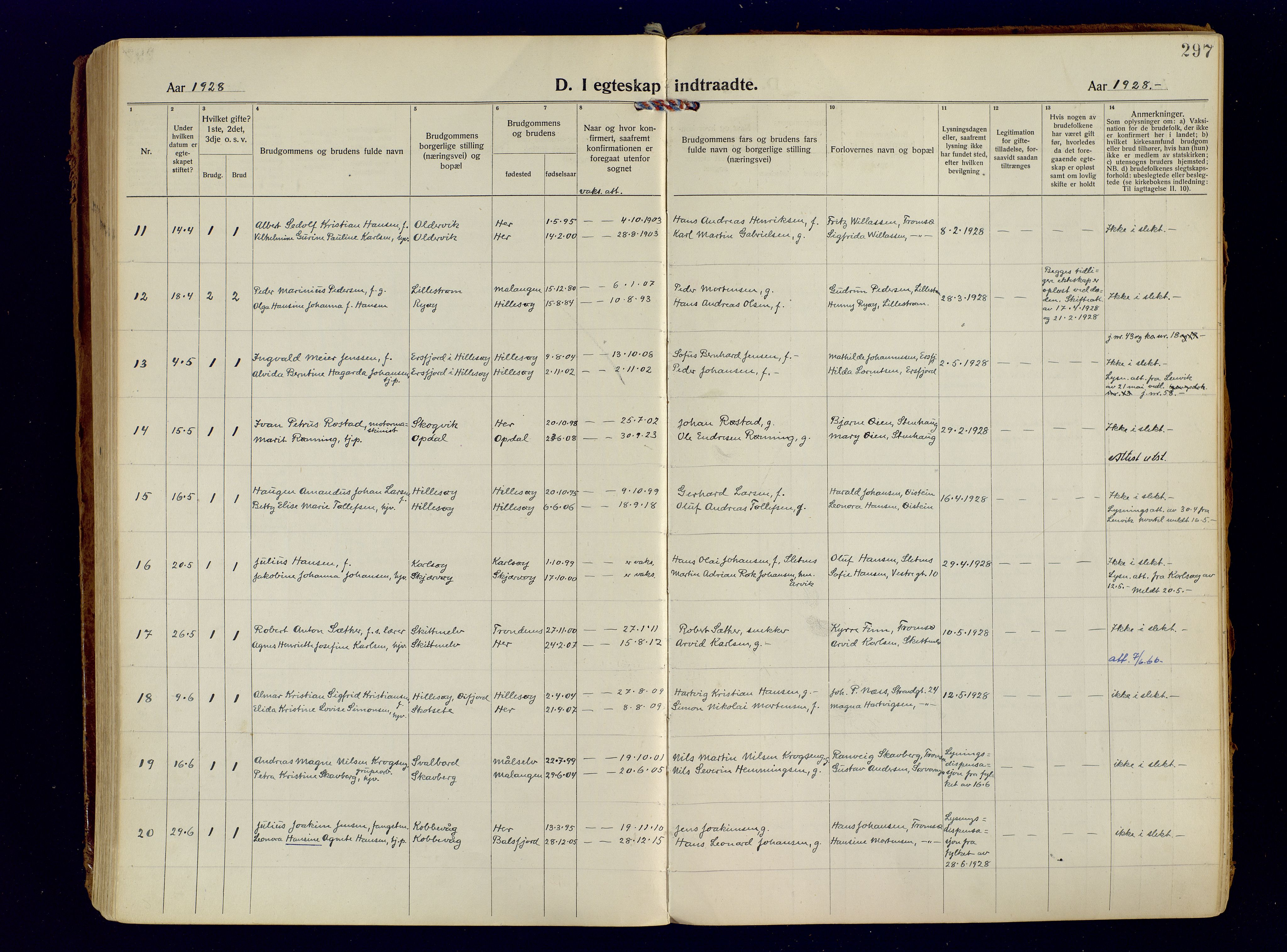 Tromsøysund sokneprestkontor, AV/SATØ-S-1304/G/Ga/L0009kirke: Parish register (official) no. 9, 1922-1934, p. 297