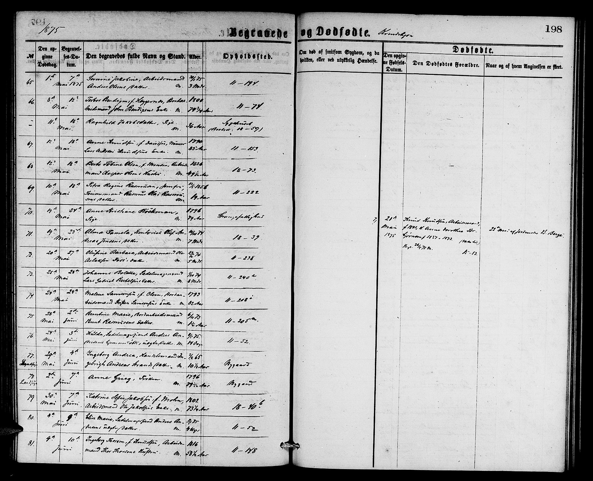 Domkirken sokneprestembete, AV/SAB-A-74801/H/Hab/L0040: Parish register (copy) no. E 4, 1868-1877, p. 198