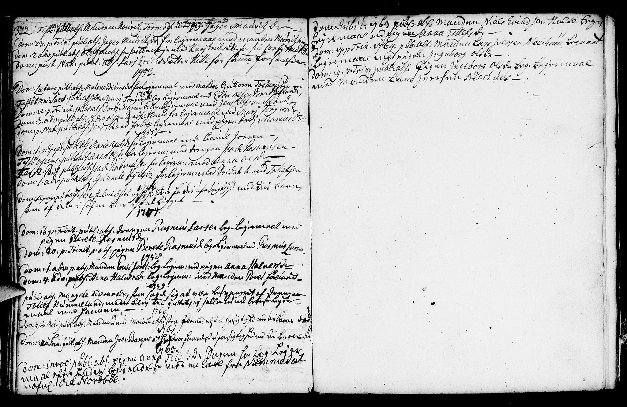 Strand sokneprestkontor, SAST/A-101828/H/Ha/Haa/L0002: Parish register (official) no. A 2, 1744-1768, p. 322