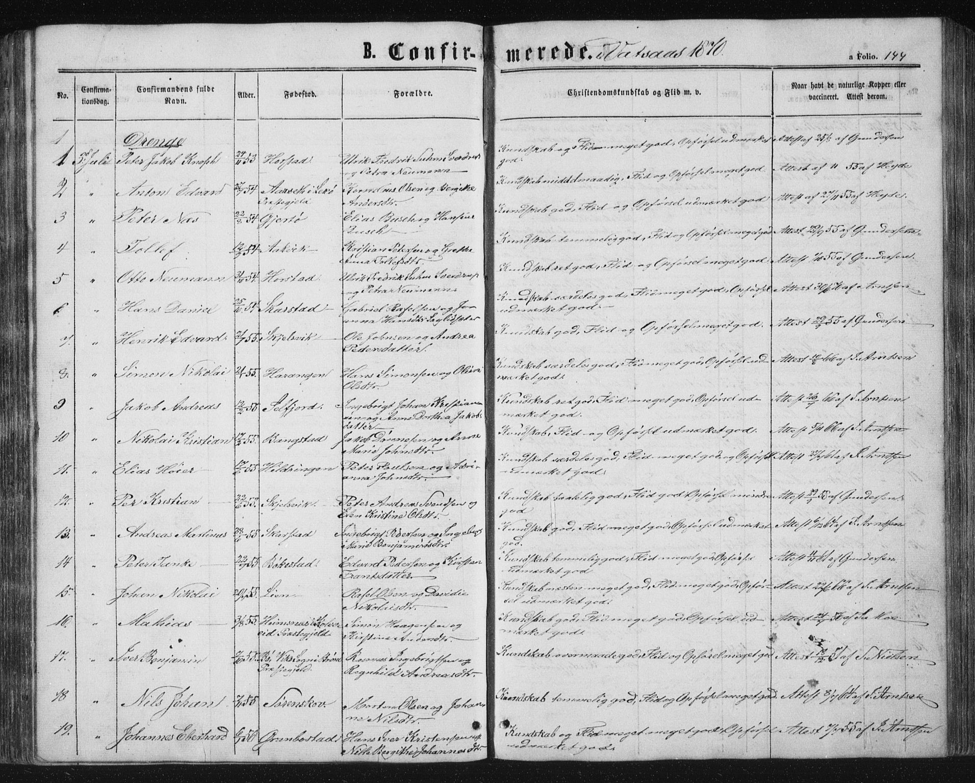 Ministerialprotokoller, klokkerbøker og fødselsregistre - Nordland, AV/SAT-A-1459/810/L0158: Parish register (copy) no. 810C02 /1, 1863-1883, p. 144