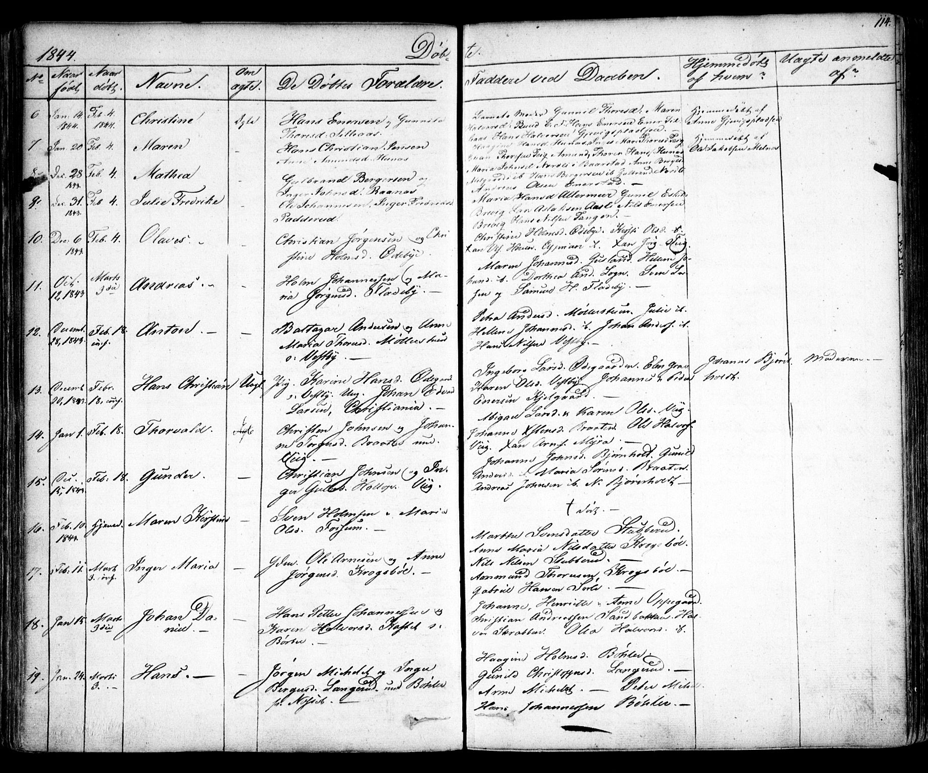 Enebakk prestekontor Kirkebøker, SAO/A-10171c/F/Fa/L0009: Parish register (official) no. I 9, 1832-1861, p. 114