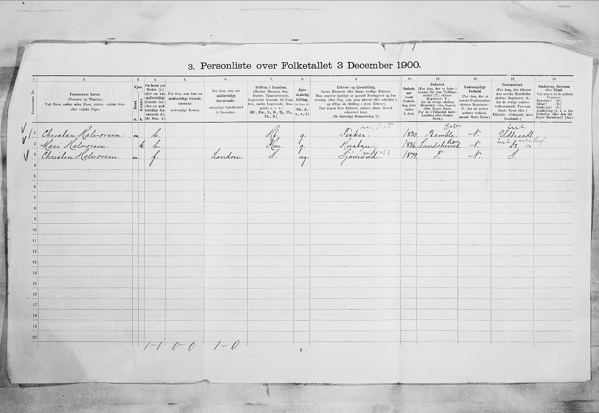 SAKO, 1900 census for Langesund, 1900, p. 17