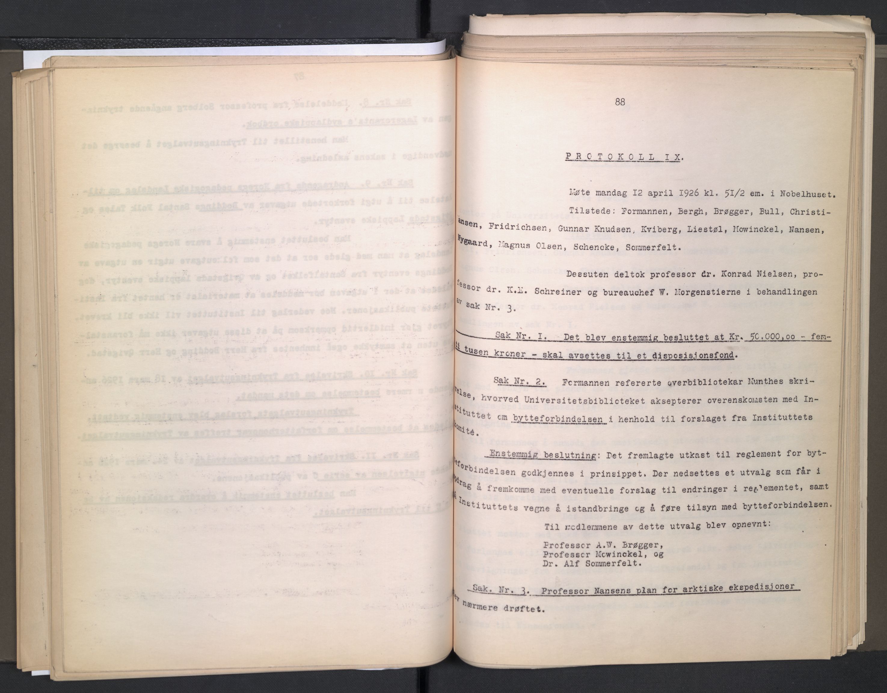 Instituttet for sammenlignende kulturforskning, AV/RA-PA-0424/A/L0005: Styreprotokoll, 1923-1930, p. 89