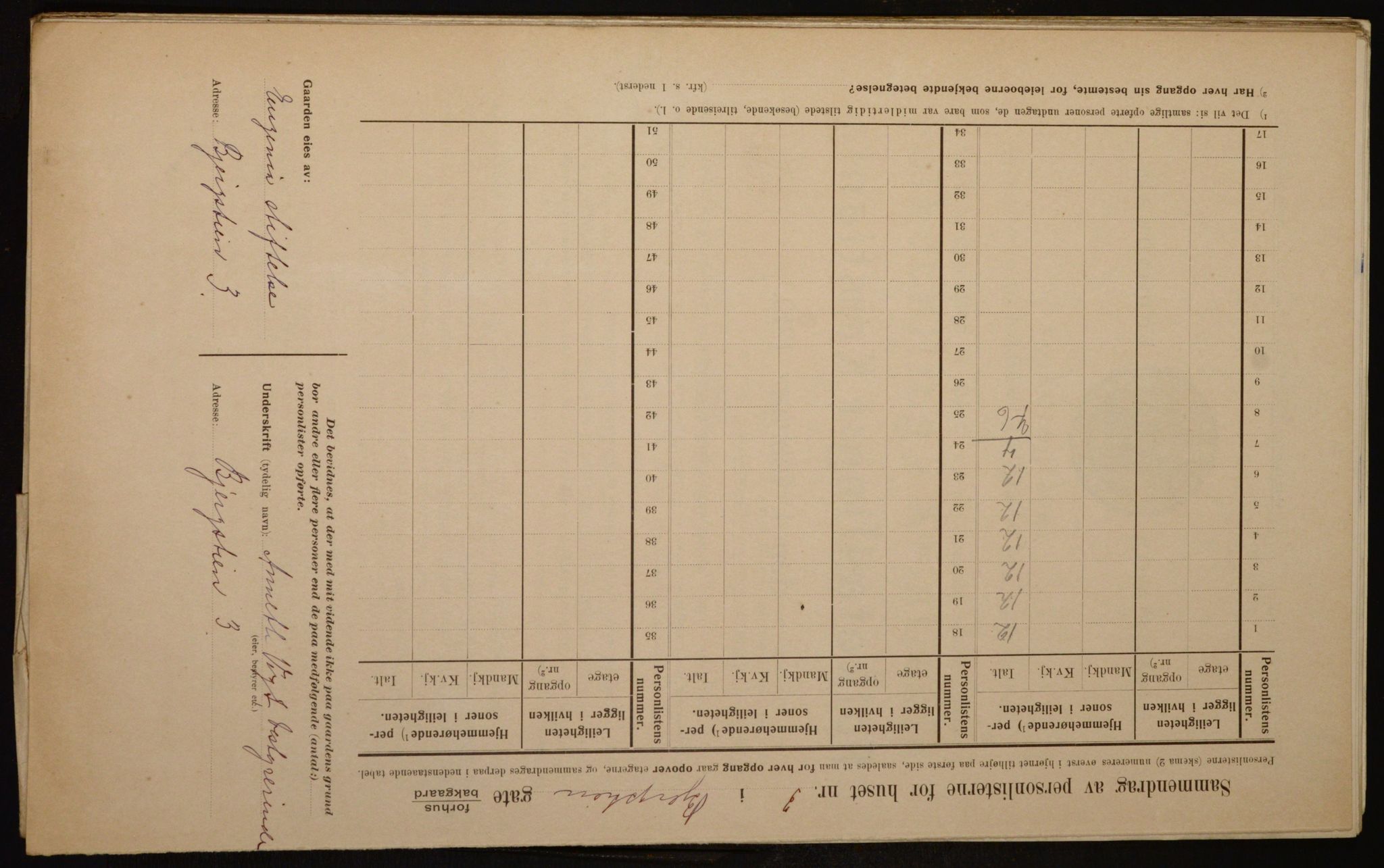 OBA, Municipal Census 1910 for Kristiania, 1910, p. 4181