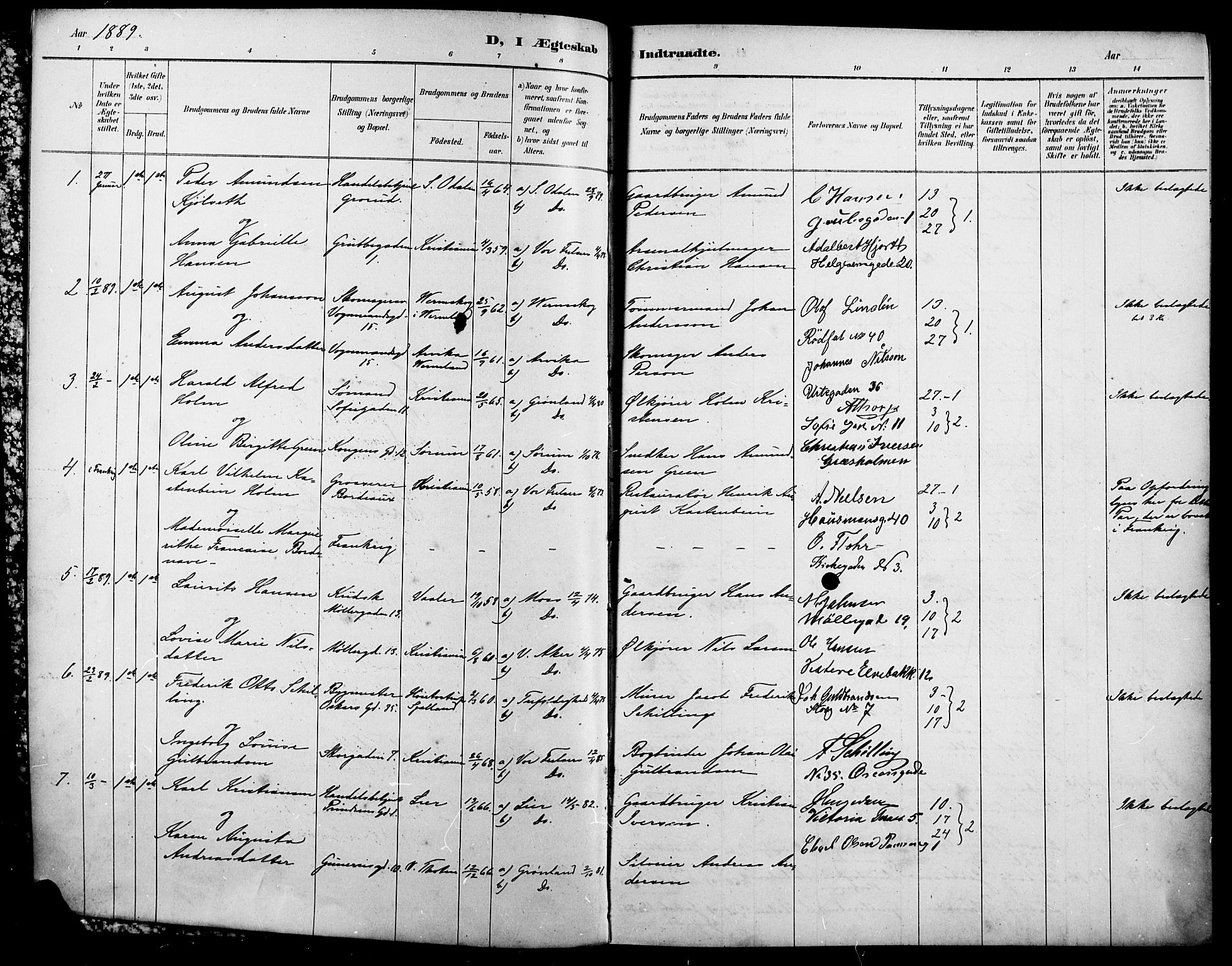 Oslo domkirke Kirkebøker, AV/SAO-A-10752/H/Ha/L0004: Banns register no. 4, 1889-1917