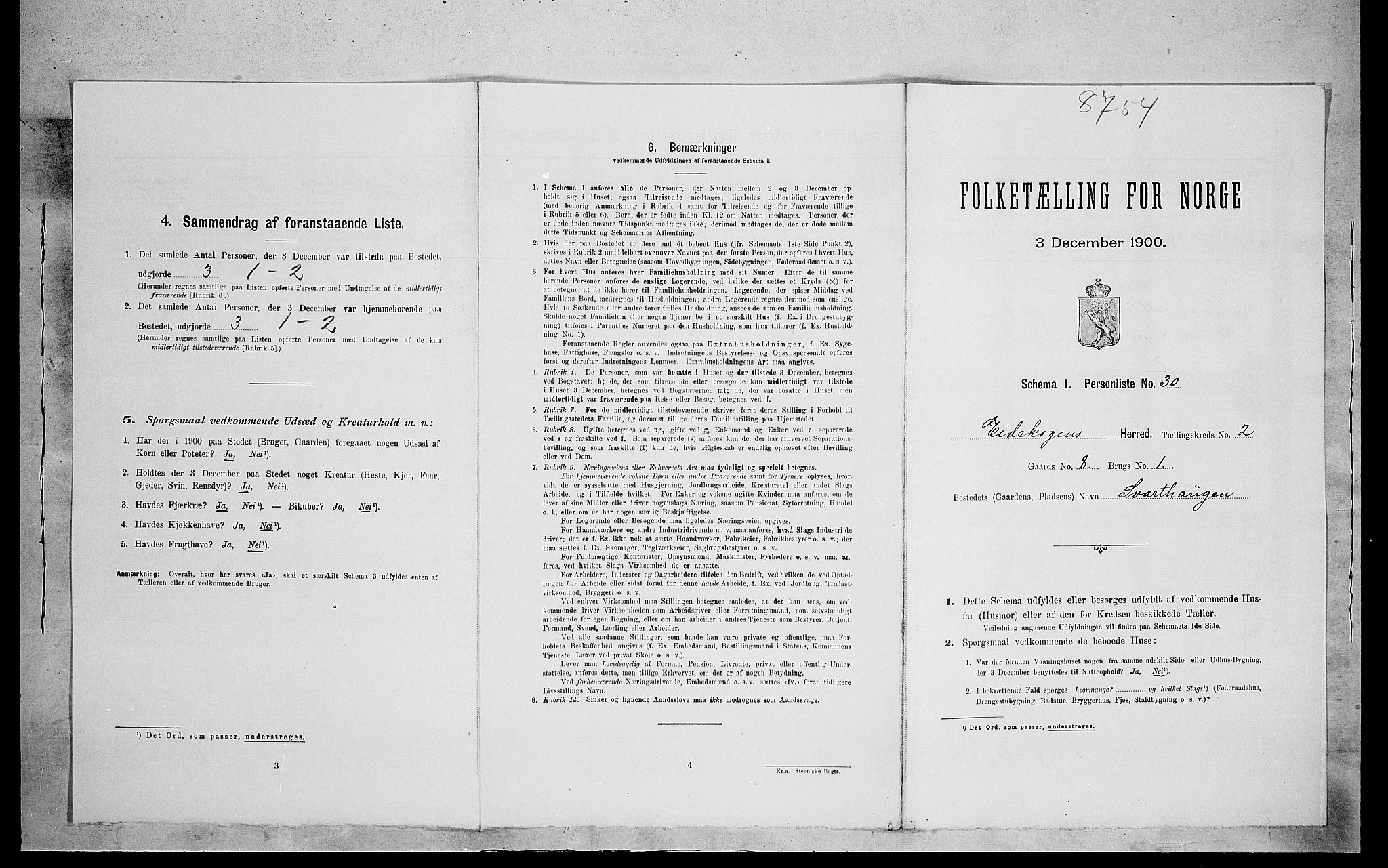 SAH, 1900 census for Eidskog, 1900, p. 305