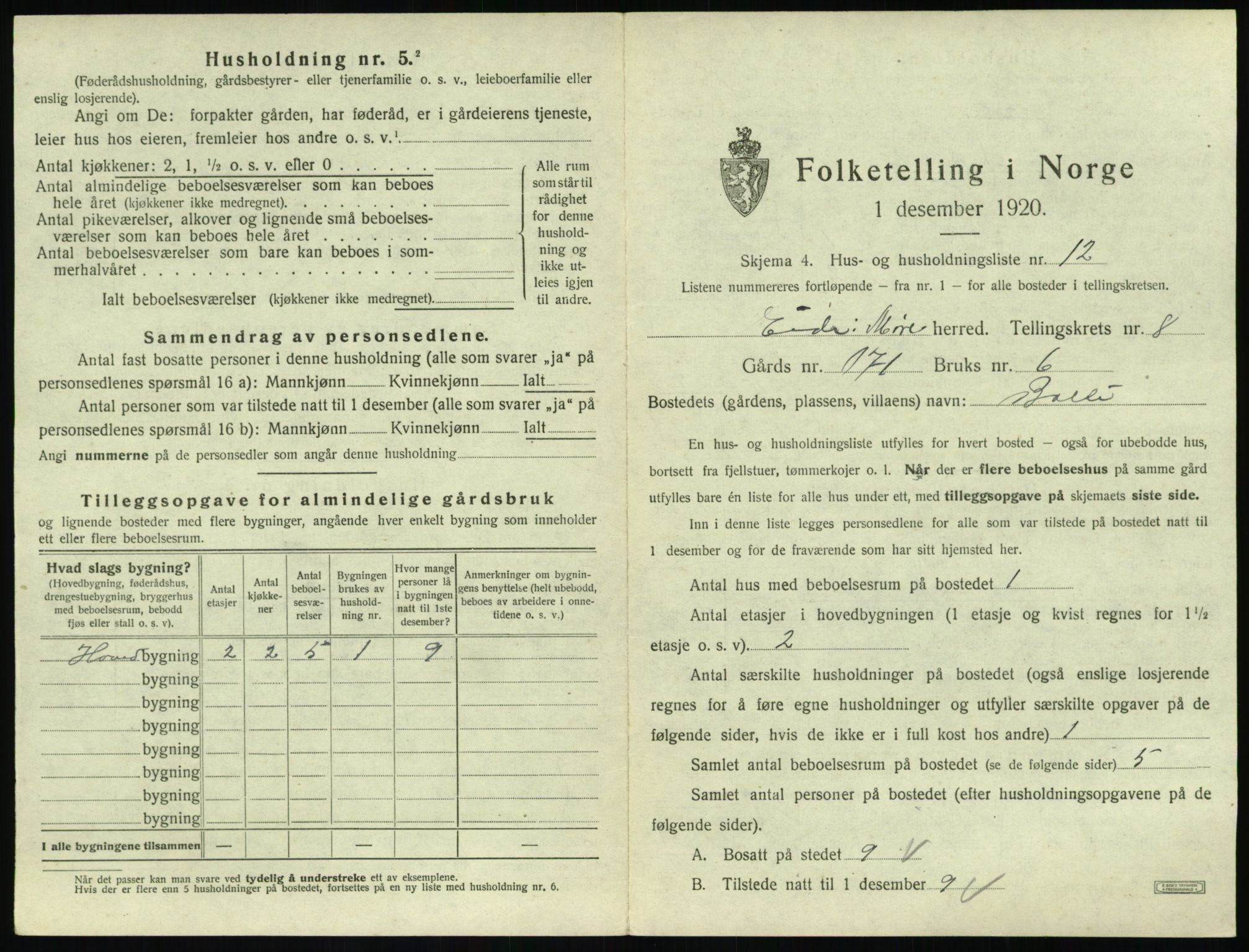 SAT, 1920 census for Eid (MR), 1920, p. 574