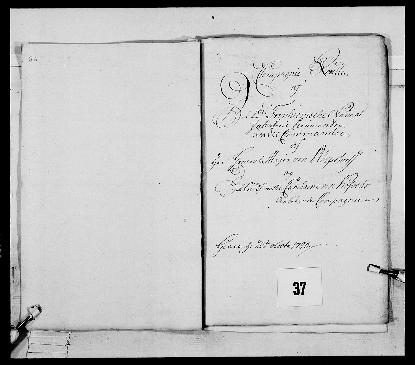 Generalitets- og kommissariatskollegiet, Det kongelige norske kommissariatskollegium, RA/EA-5420/E/Eh/L0078: 2. Trondheimske nasjonale infanteriregiment, 1779-1780, p. 184