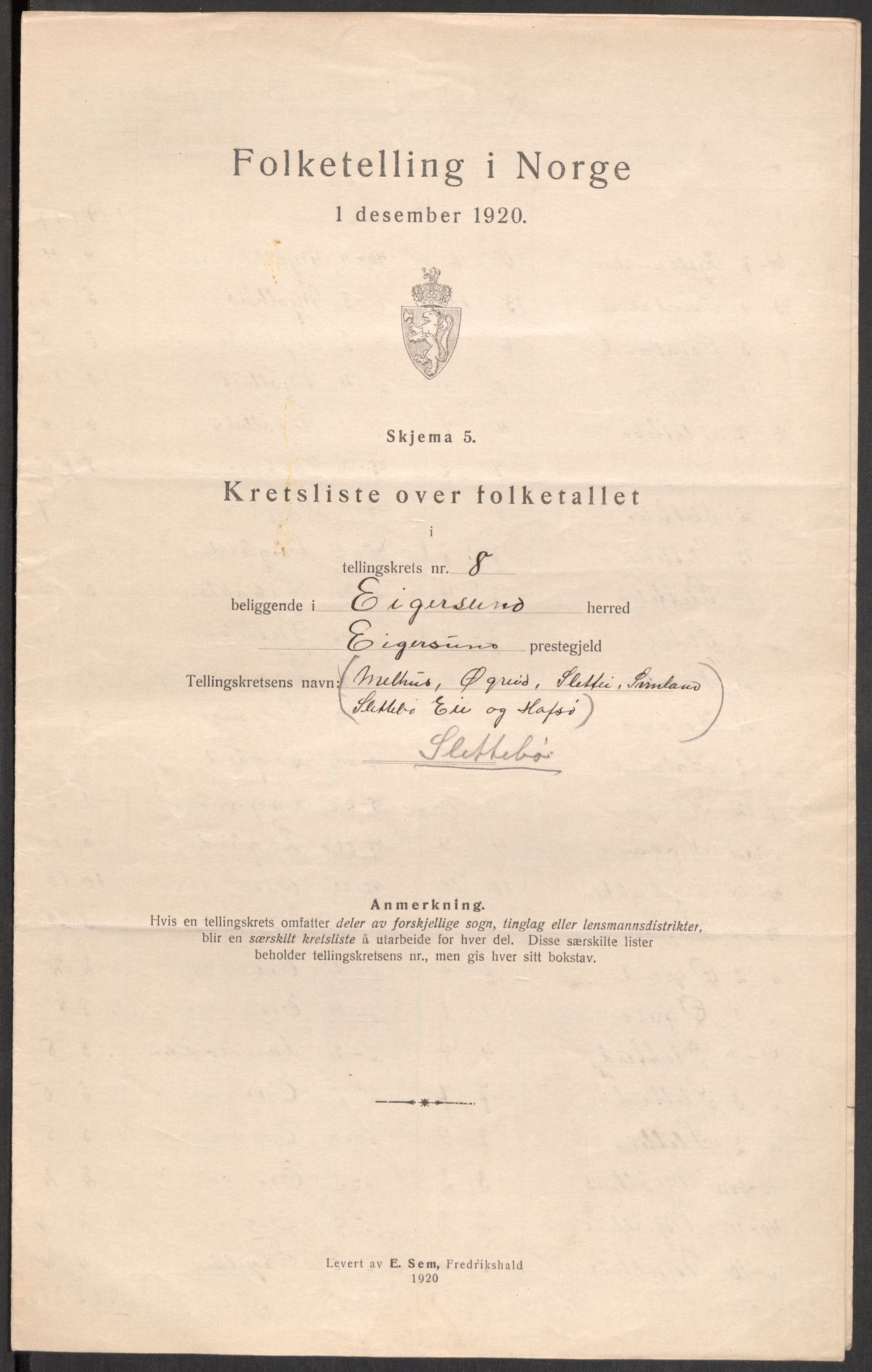 SAST, 1920 census for Eigersund, 1920, p. 28