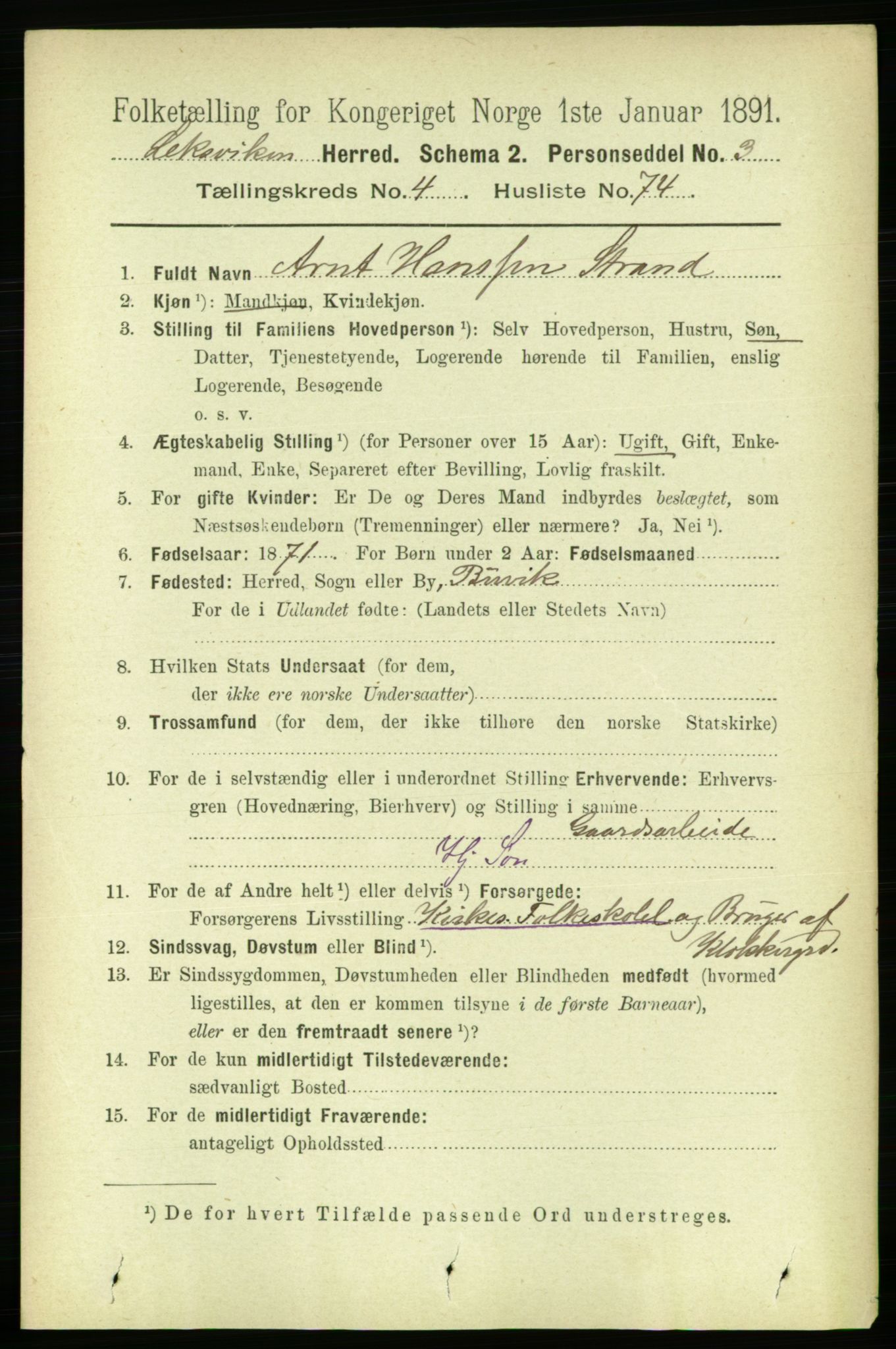 RA, 1891 census for 1718 Leksvik, 1891, p. 2391