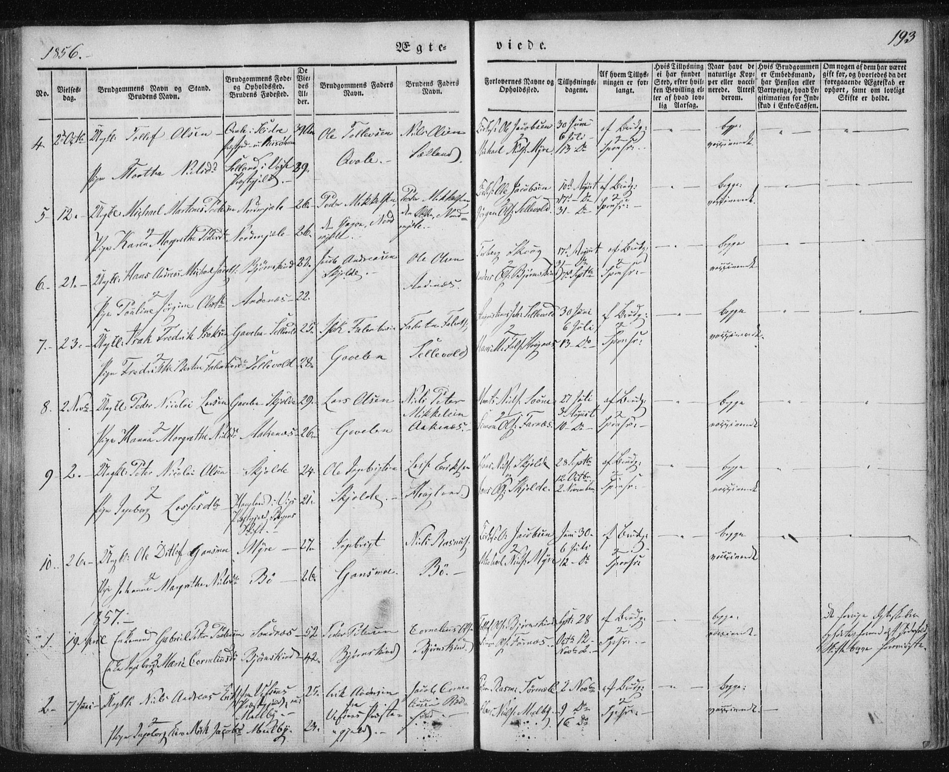 Ministerialprotokoller, klokkerbøker og fødselsregistre - Nordland, AV/SAT-A-1459/897/L1396: Parish register (official) no. 897A04, 1842-1866, p. 193