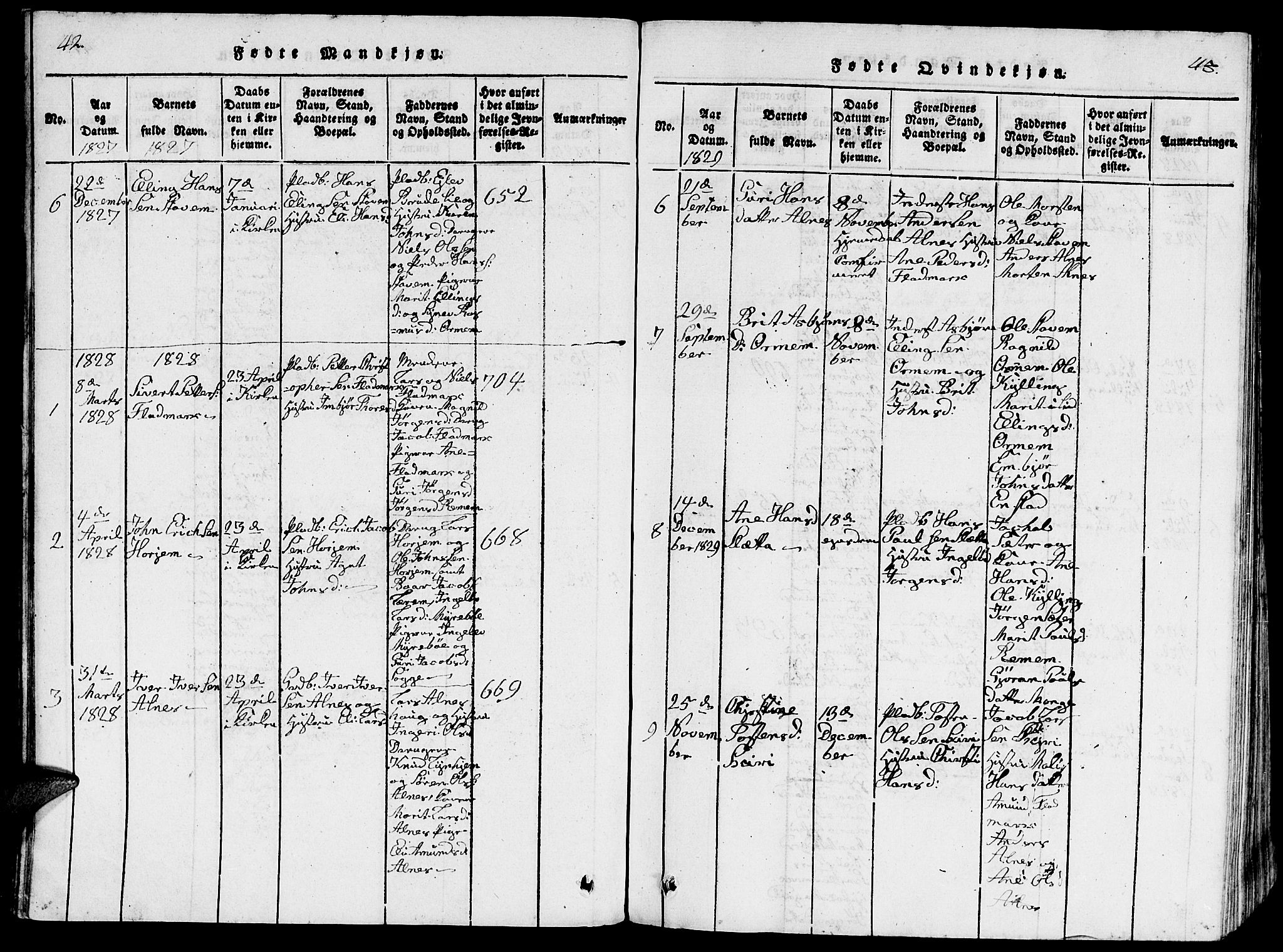 Ministerialprotokoller, klokkerbøker og fødselsregistre - Møre og Romsdal, AV/SAT-A-1454/546/L0595: Parish register (copy) no. 546C01, 1818-1836, p. 42-43