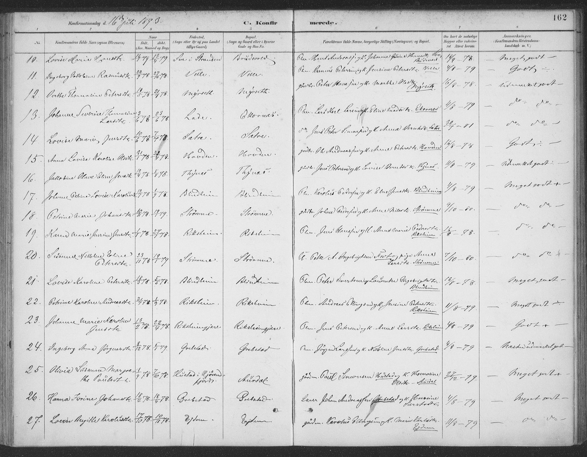 Ministerialprotokoller, klokkerbøker og fødselsregistre - Møre og Romsdal, AV/SAT-A-1454/523/L0335: Parish register (official) no. 523A02, 1891-1911, p. 162