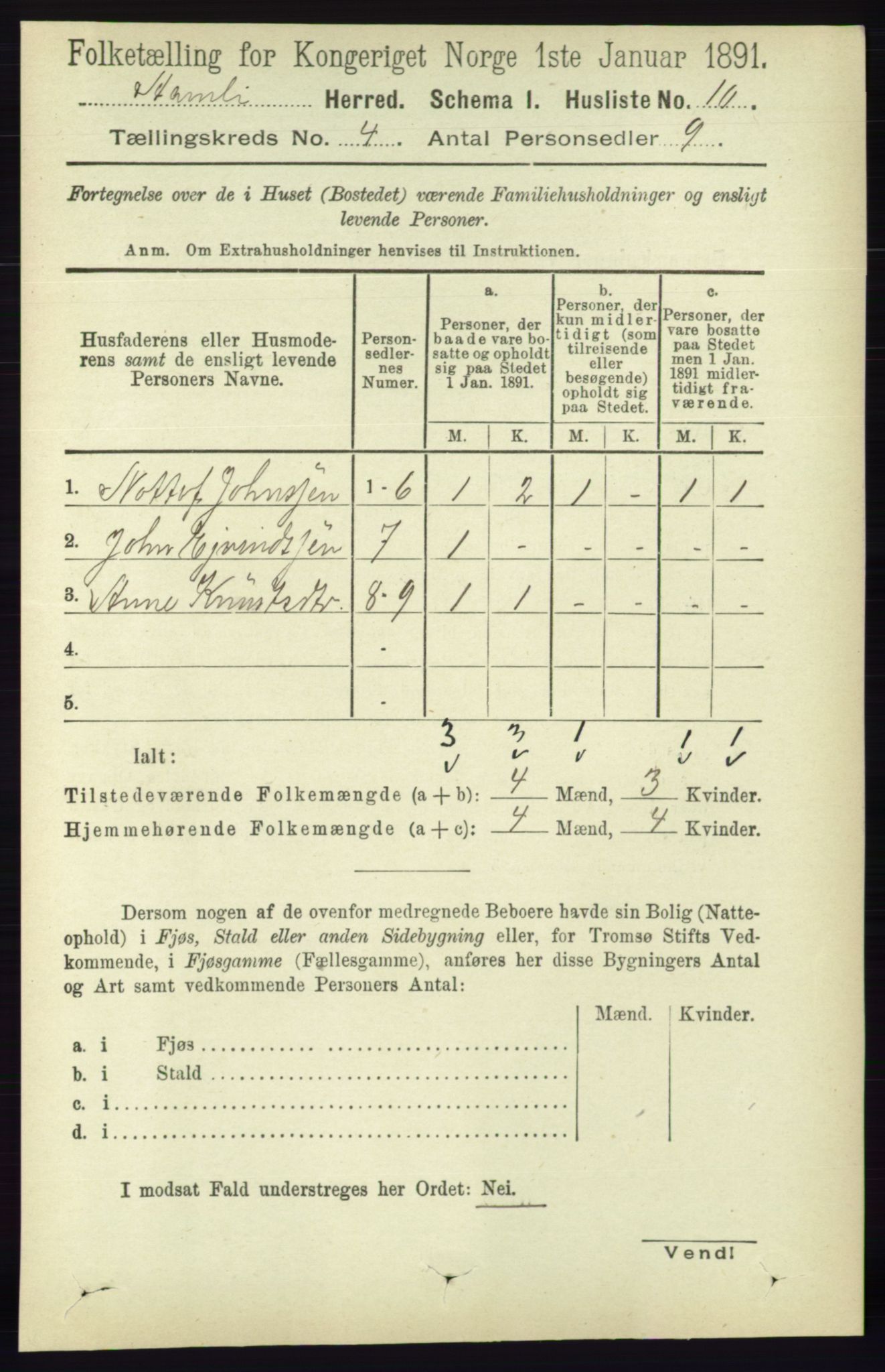 RA, 1891 census for 0929 Åmli, 1891, p. 420