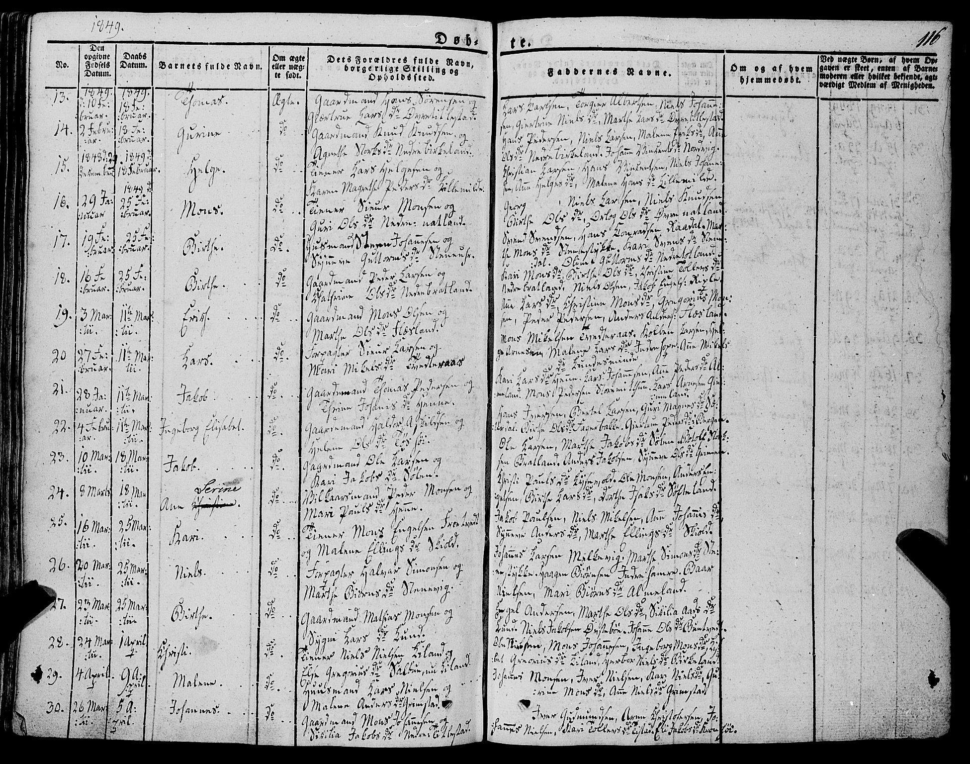 Fana Sokneprestembete, AV/SAB-A-75101/H/Haa/Haaa/L0008: Parish register (official) no. A 8, 1829-1851, p. 116