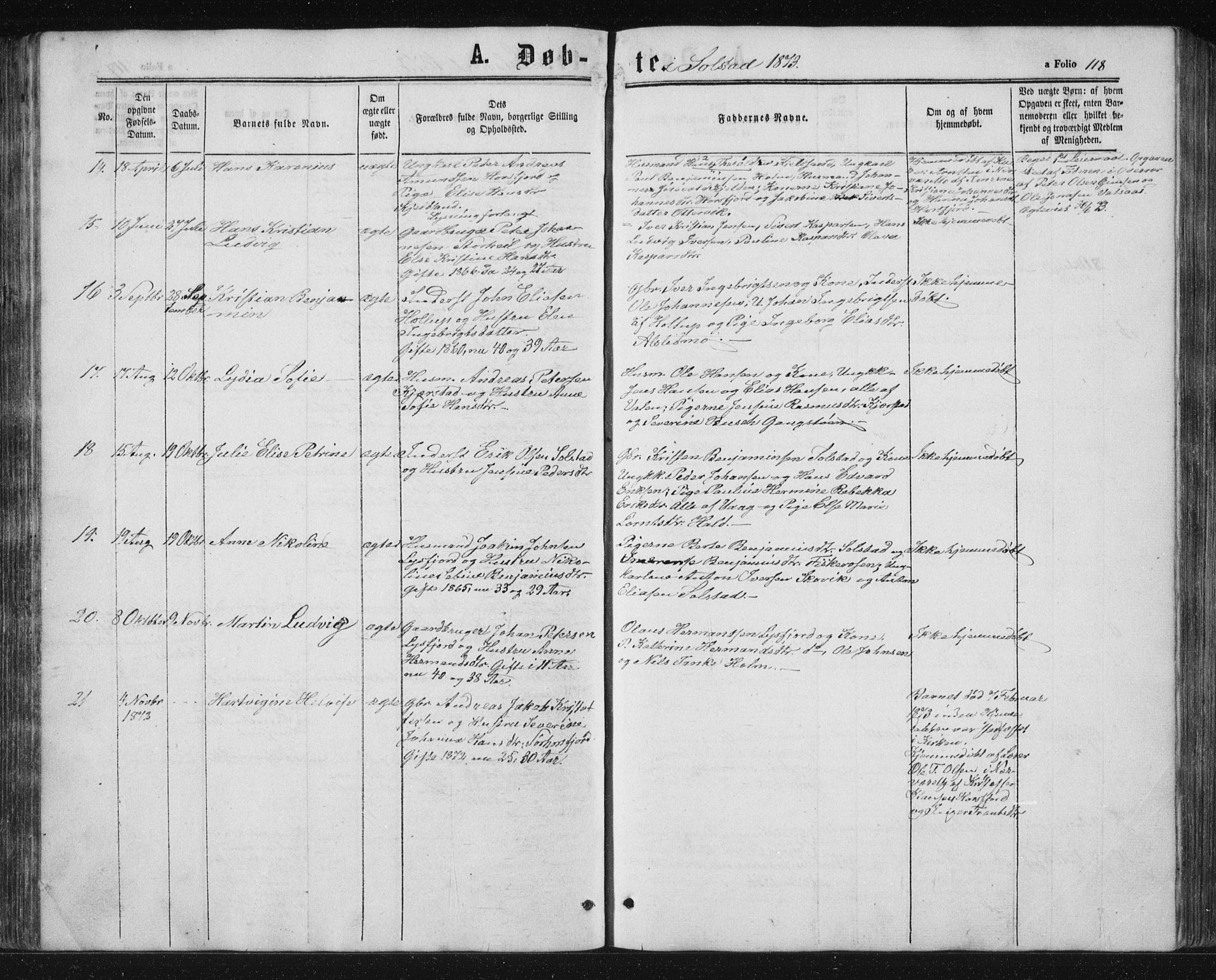 Ministerialprotokoller, klokkerbøker og fødselsregistre - Nordland, AV/SAT-A-1459/810/L0159: Parish register (copy) no. 810C02 /2, 1863-1883, p. 118