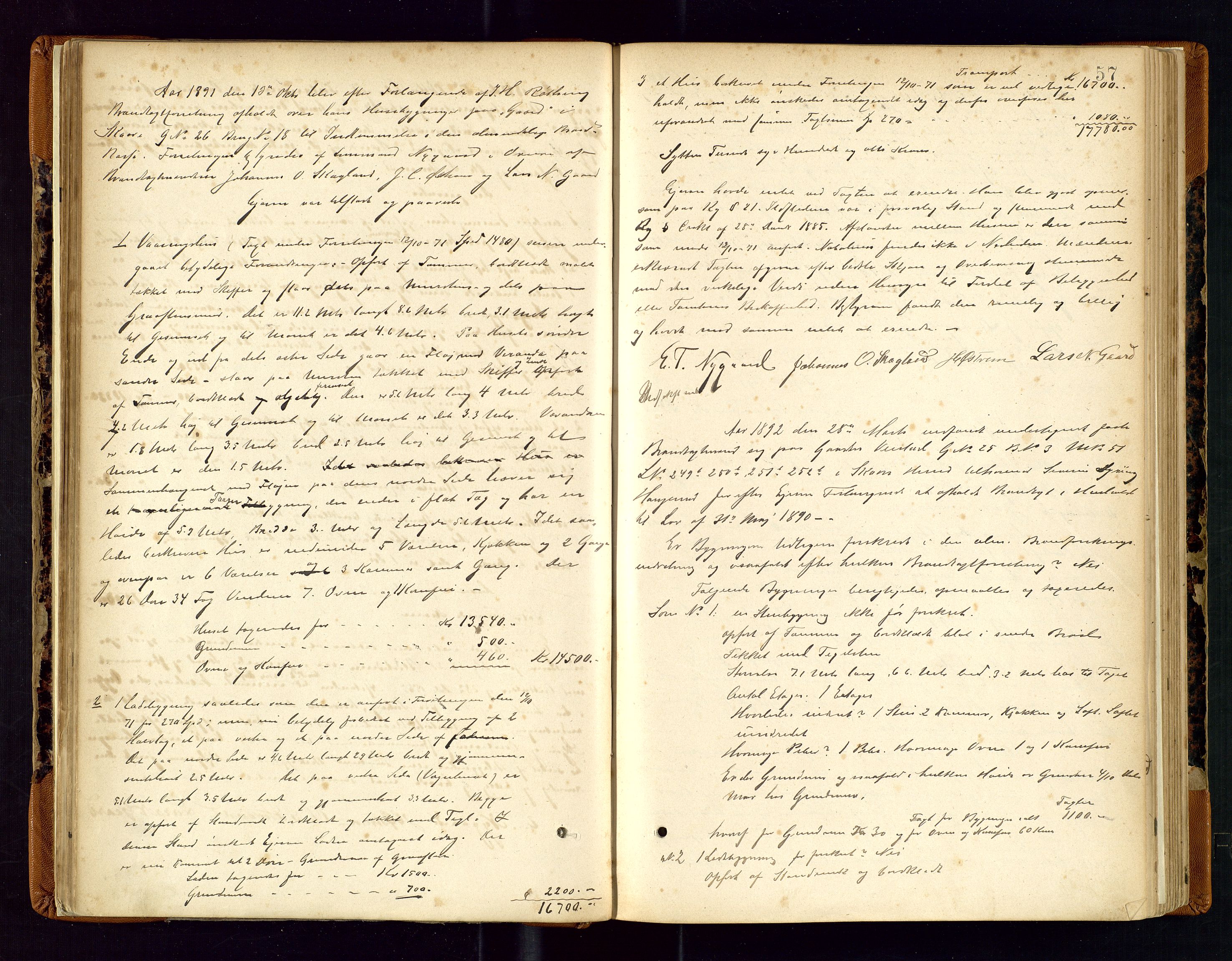 Torvestad lensmannskontor, AV/SAST-A-100307/1/Goa/L0002: "Brandtaxationsprotokol for Torvestad Thinglag", 1883-1917, p. 56b-57a