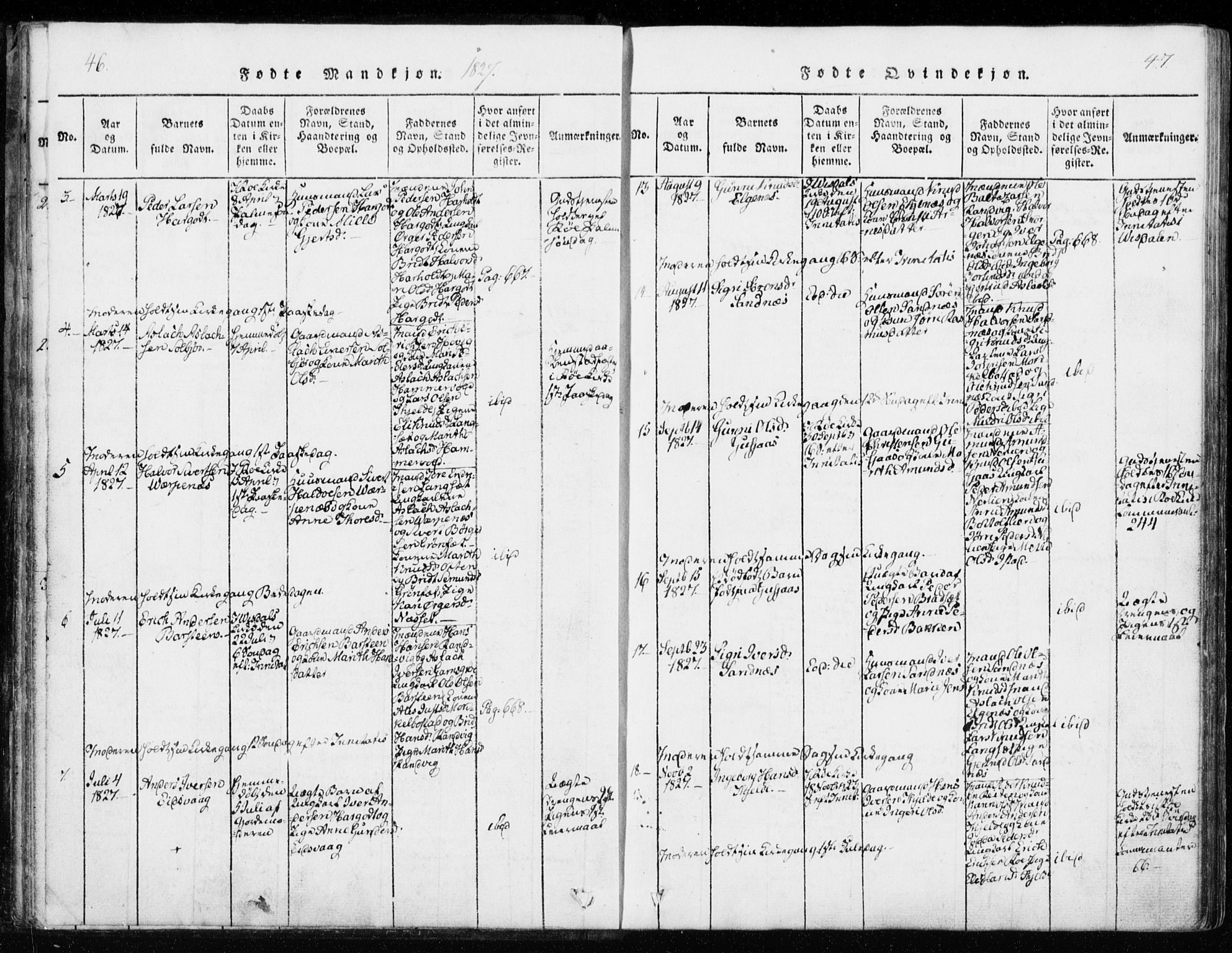 Ministerialprotokoller, klokkerbøker og fødselsregistre - Møre og Romsdal, AV/SAT-A-1454/551/L0623: Parish register (official) no. 551A03, 1818-1831, p. 46-47