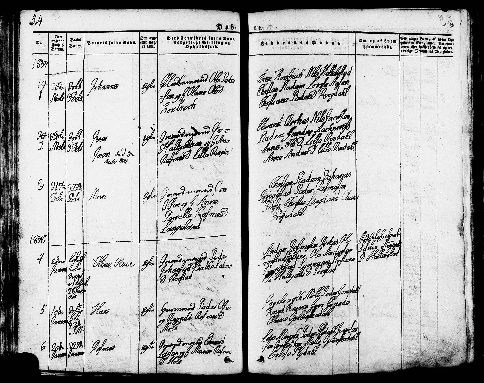Ministerialprotokoller, klokkerbøker og fødselsregistre - Møre og Romsdal, SAT/A-1454/517/L0221: Parish register (official) no. 517A01, 1827-1858, p. 54
