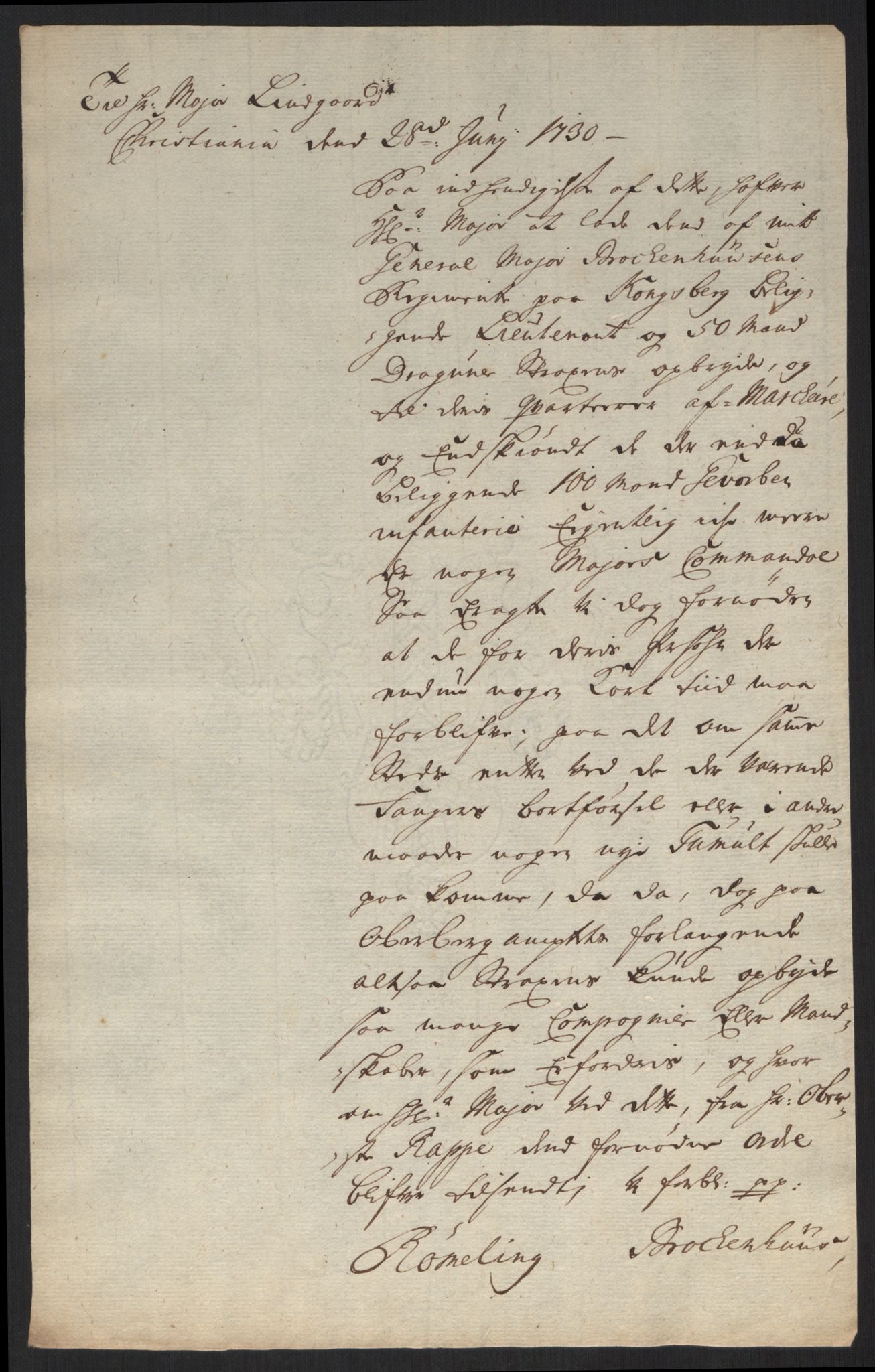 Kommanderende general (KG I) med Det norske krigsdirektorium, AV/RA-EA-5419/B/L0013: Kommanderende generals konsepter, 1730-1733, p. 127