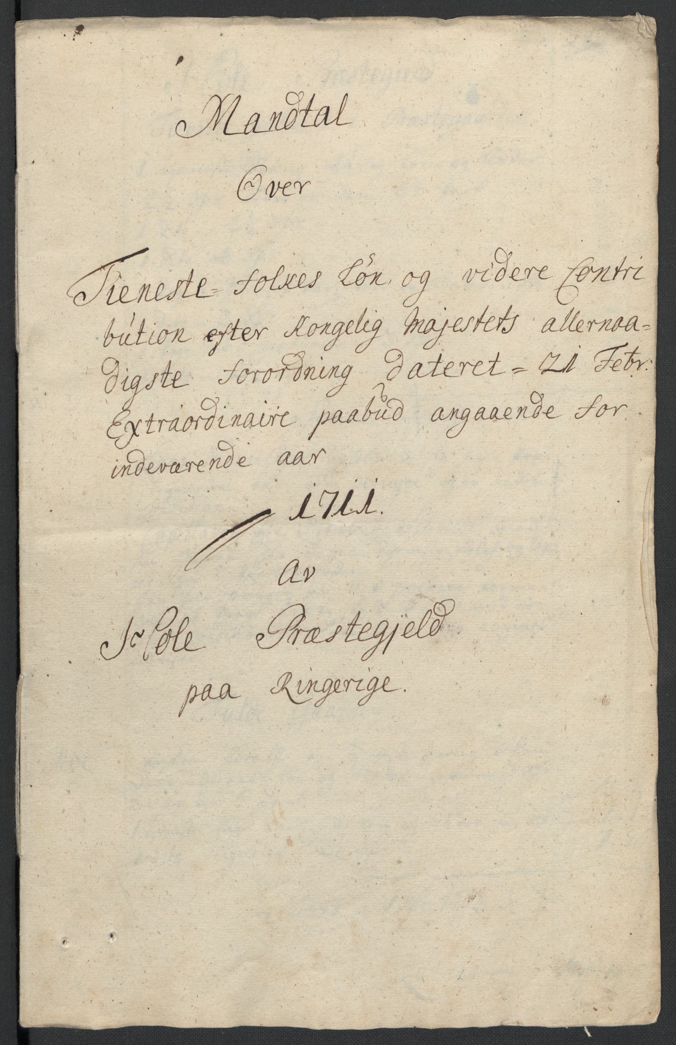 Rentekammeret inntil 1814, Reviderte regnskaper, Fogderegnskap, AV/RA-EA-4092/R23/L1469: Fogderegnskap Ringerike og Hallingdal, 1711, p. 304