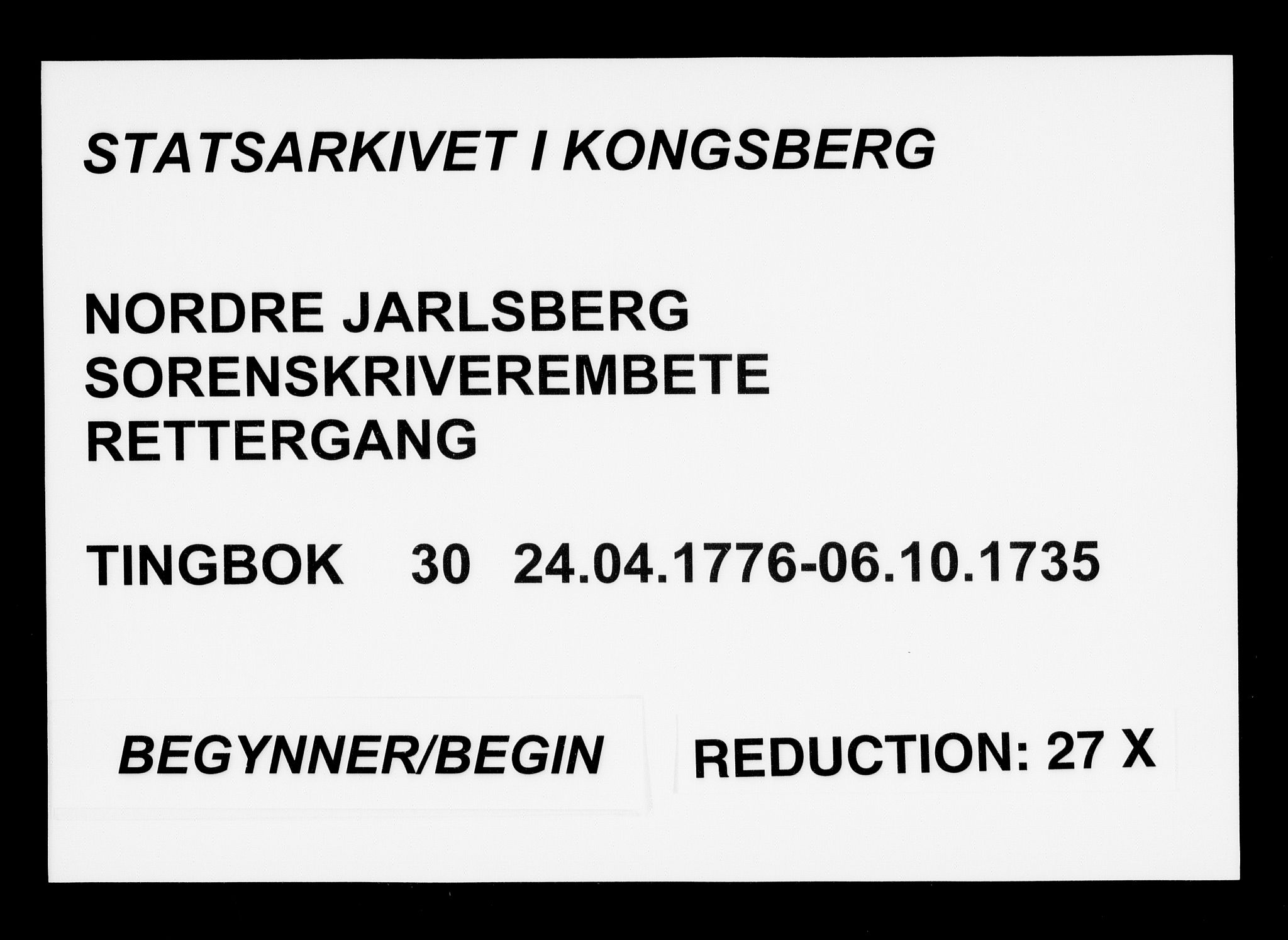 Nordre Jarlsberg sorenskriveri, AV/SAKO-A-80/F/Fa/Faa/L0030: Tingbok, 1776-1785