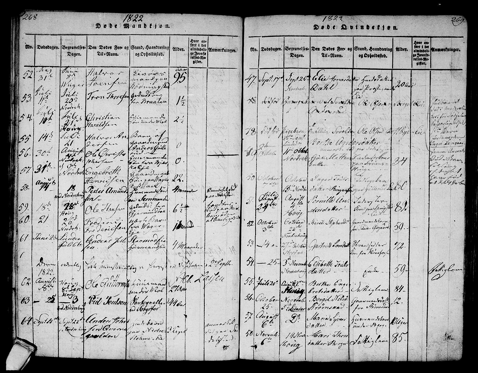 Norderhov kirkebøker, AV/SAKO-A-237/F/Fa/L0008: Parish register (official) no. 8, 1814-1833, p. 268-269