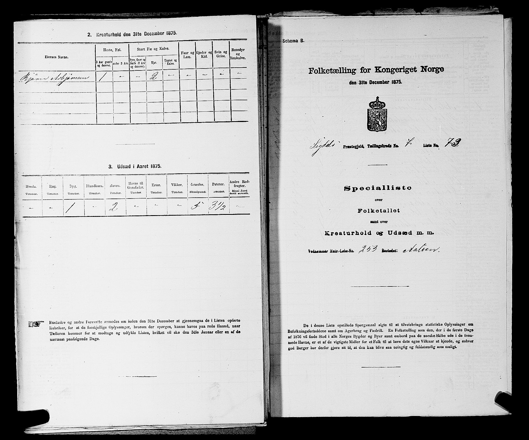 SAKO, 1875 census for 0621P Sigdal, 1875, p. 1143