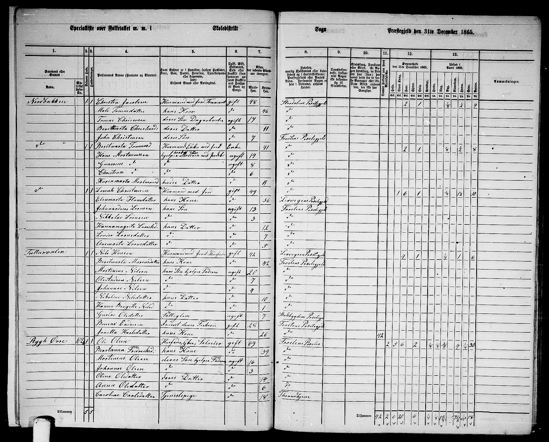 RA, 1865 census for Frosta, 1865, p. 11