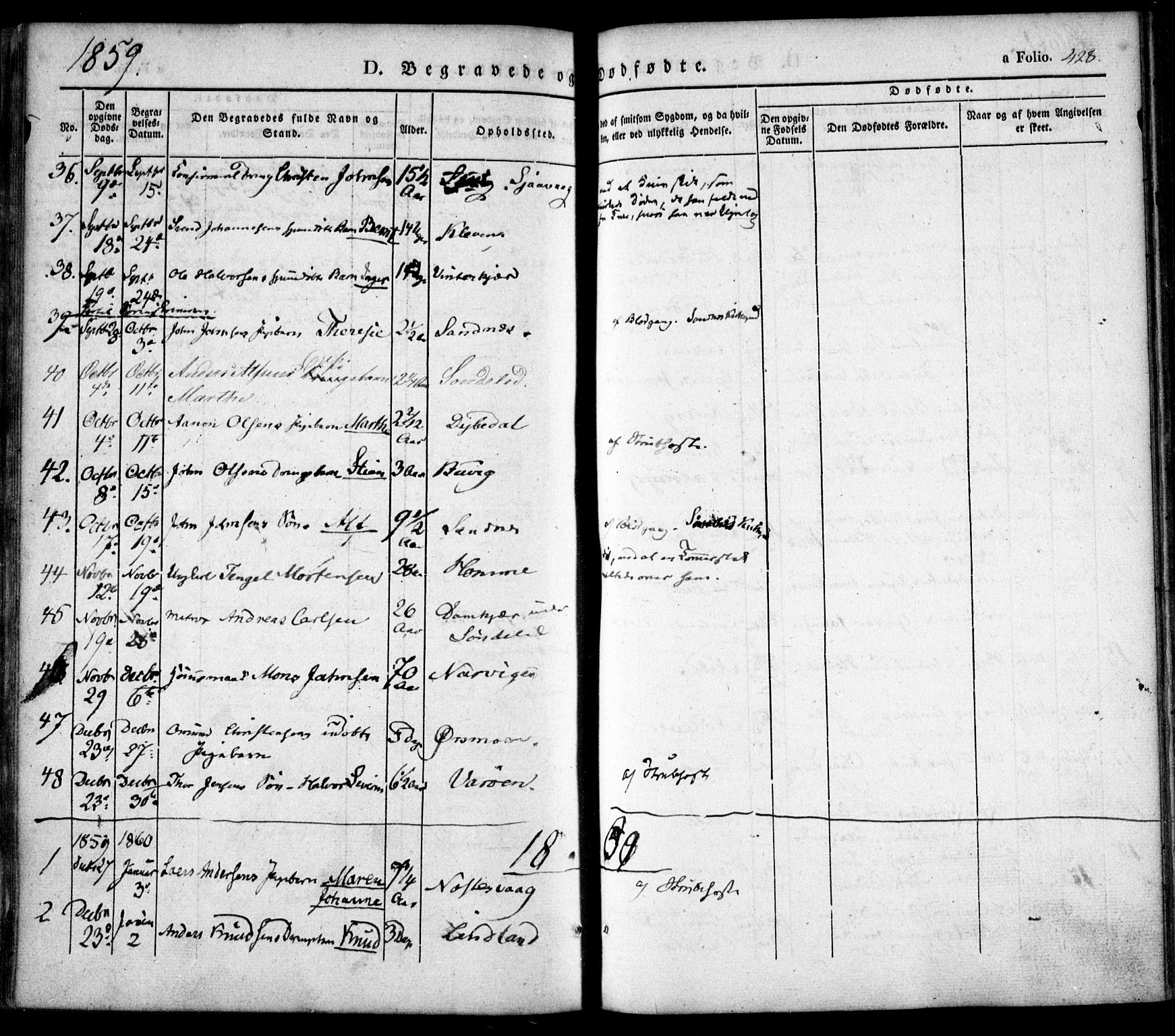 Søndeled sokneprestkontor, AV/SAK-1111-0038/F/Fa/L0002: Parish register (official) no. A 2, 1839-1860, p. 428